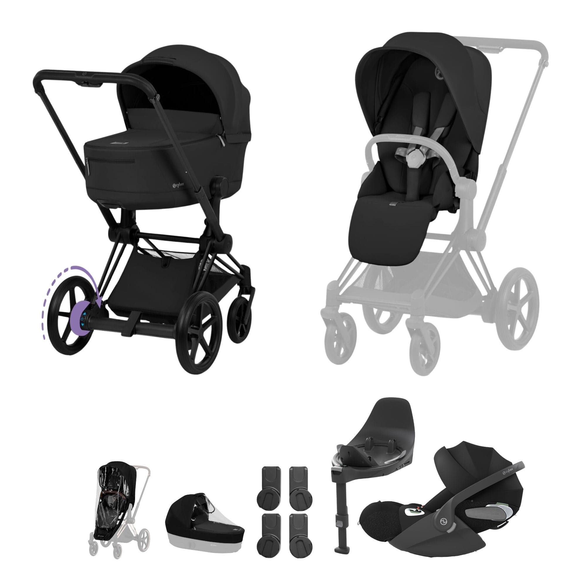 Cybex travel systems Cybex ePriam Ultimate Bundle - Comfort Collection - Sepia Black 21963-MB-BLK
