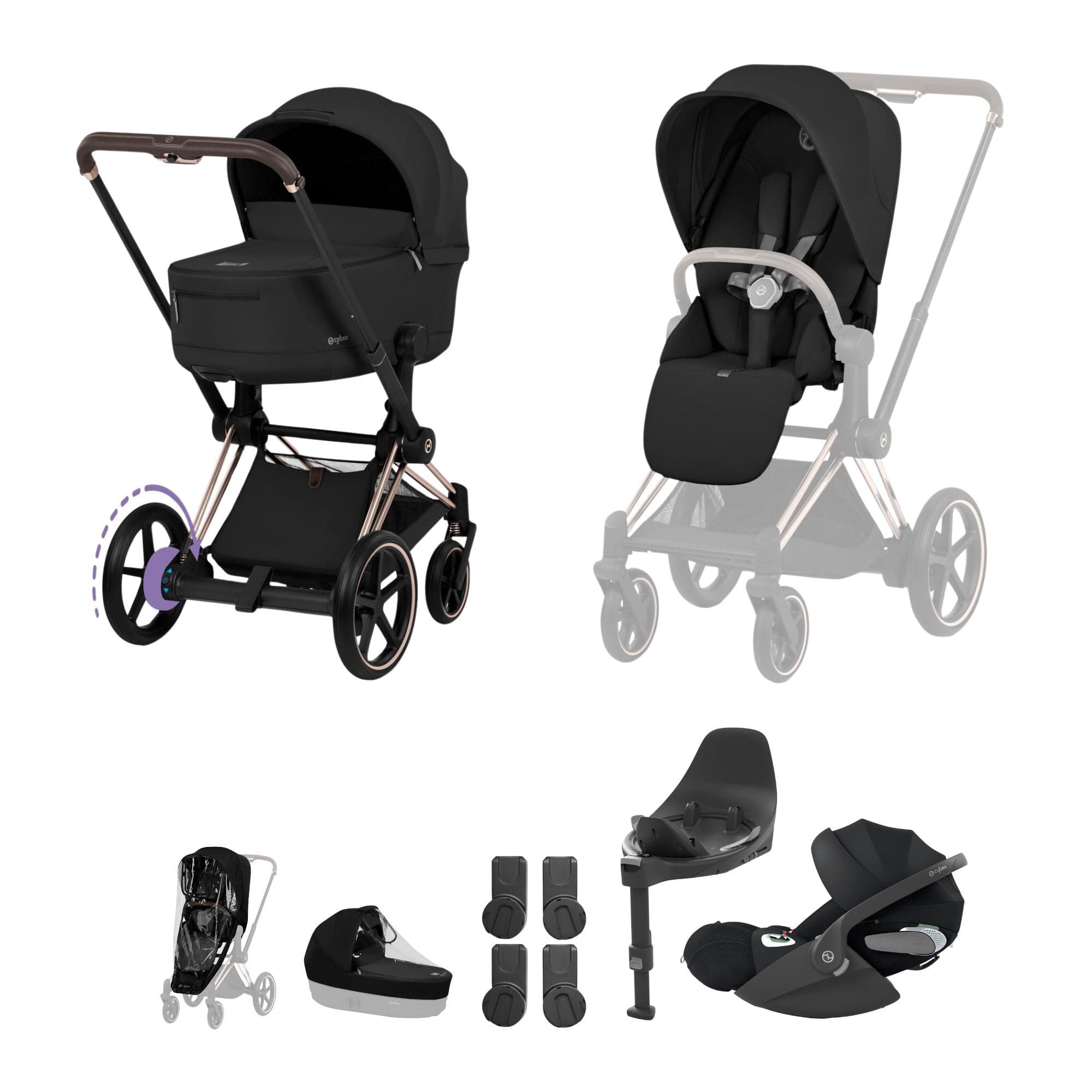 Cybex travel systems Cybex ePriam Ultimate Bundle - Comfort Collection - Sepia Black 21963-RG-BLK-1
