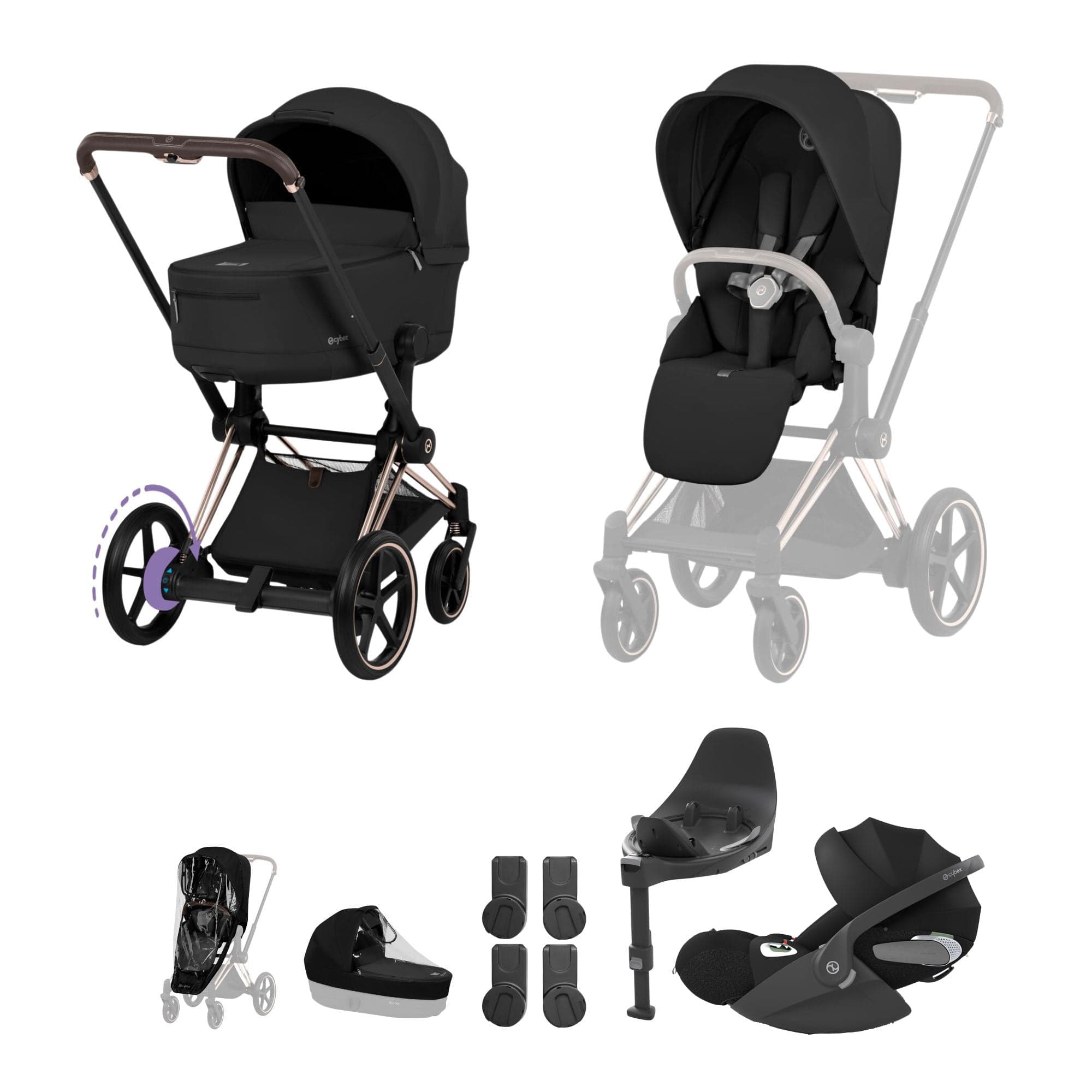Cybex travel systems Cybex ePriam Ultimate Bundle - Comfort Collection - Sepia Black 21963-RG-BLK