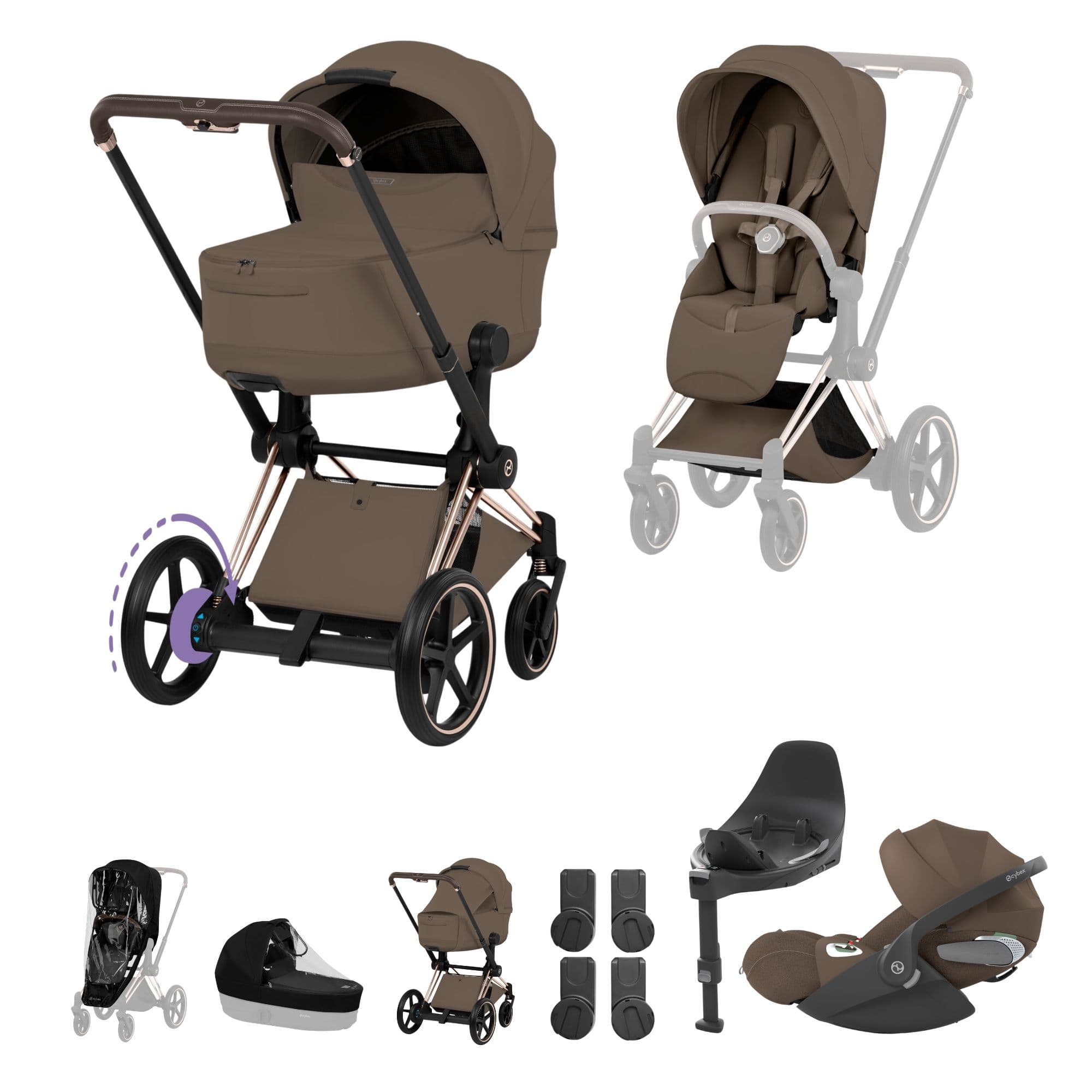 Cybex travel systems Cybex ePriam Ultimate  Bundle - Style Collection - Coconut Brown