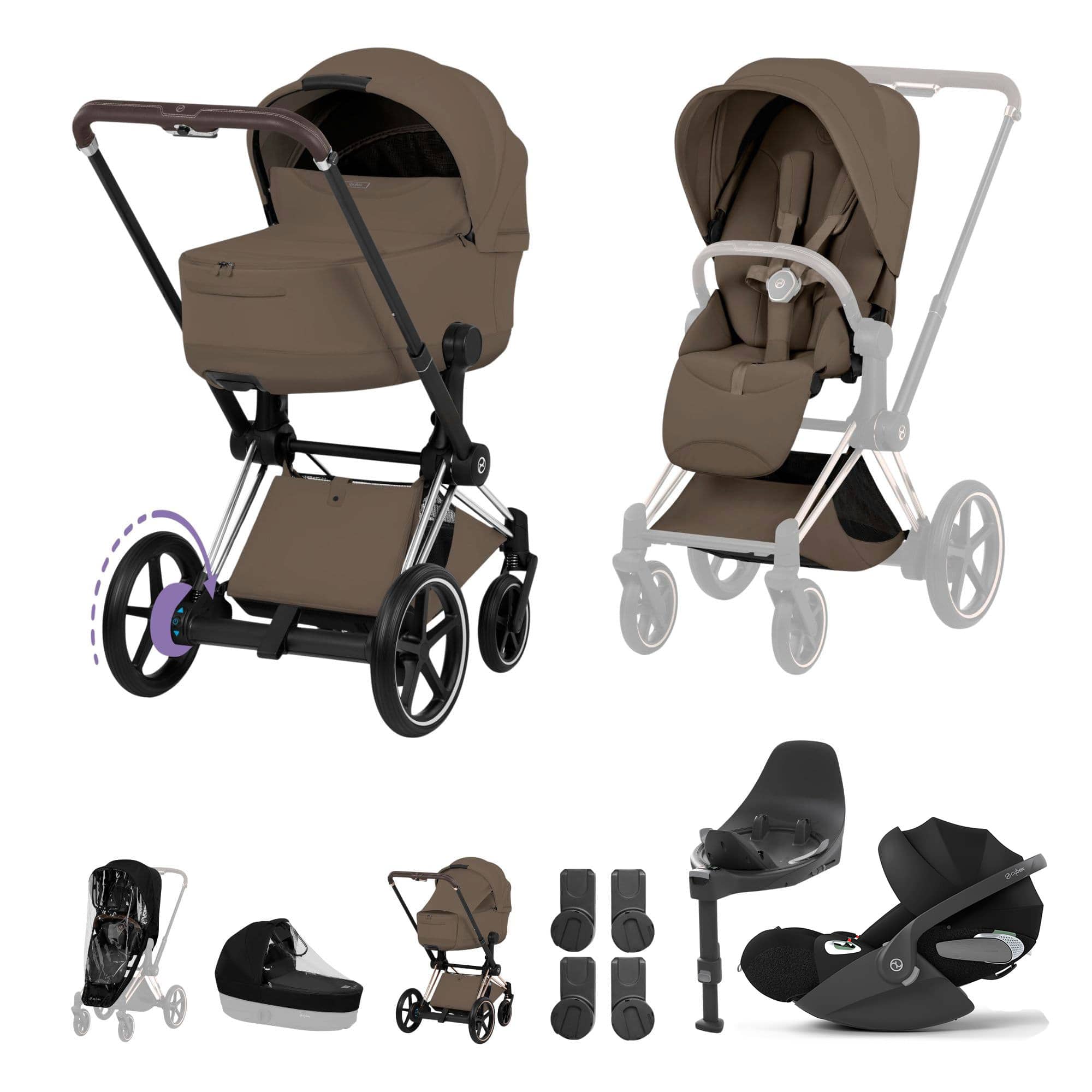 Cybex travel systems Cybex ePriam Ultimate Bundle - Style Collection - Coconut Brown 21894-CB-NUT-BRN