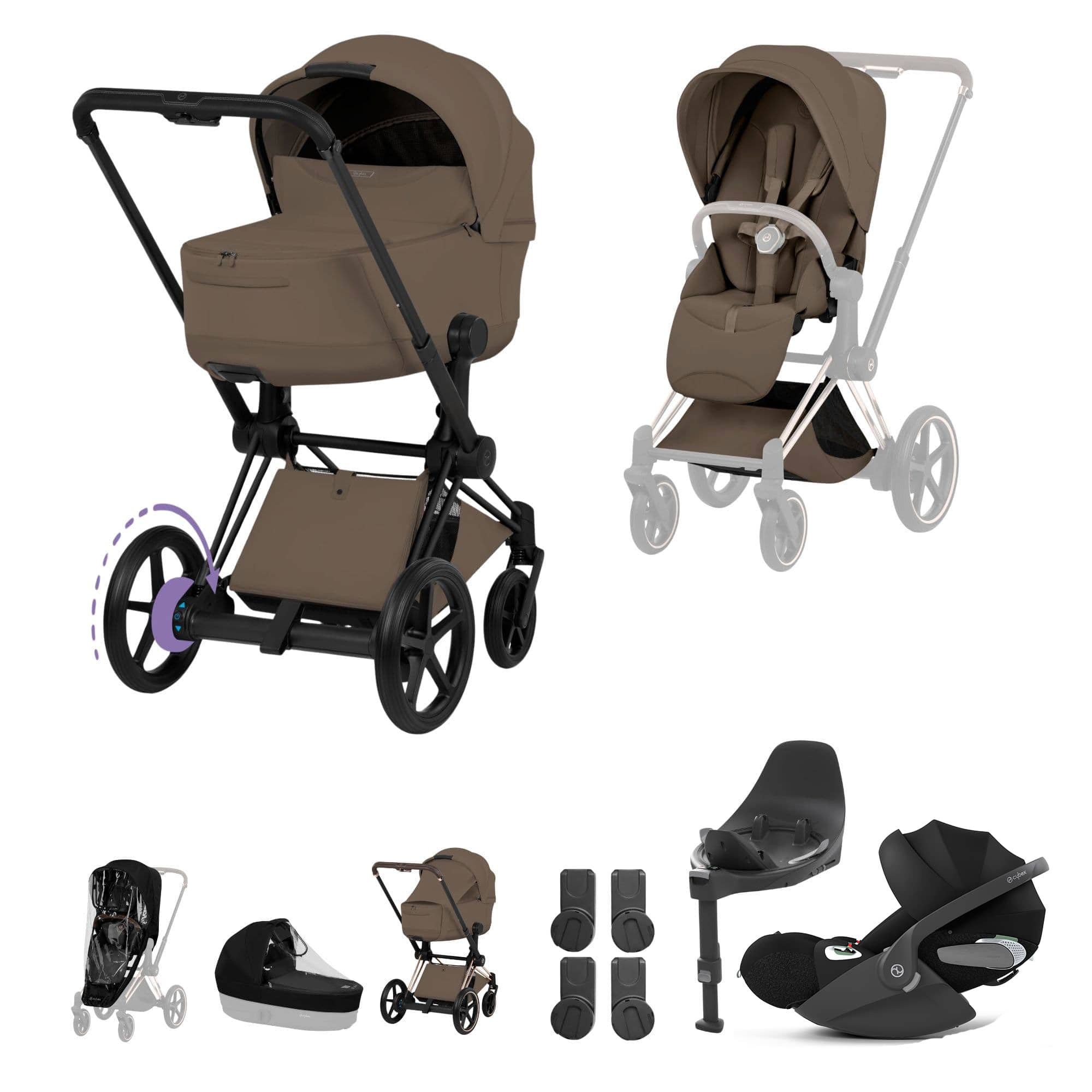 Cybex travel systems Cybex ePriam Ultimate Bundle - Style Collection - Coconut Brown 21894-MB-NUT-BRN