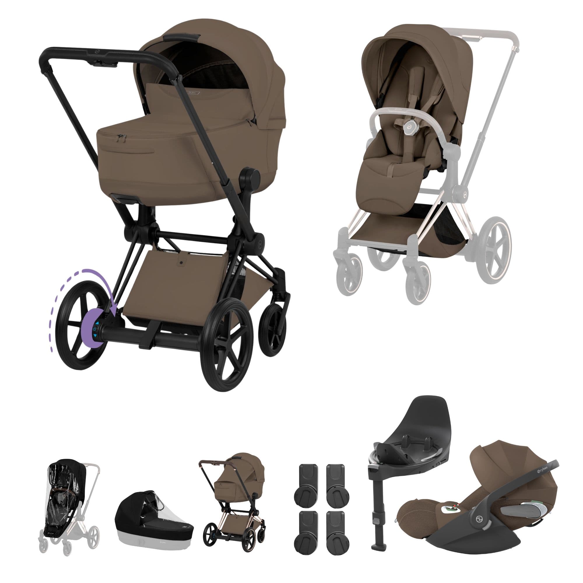 Cybex travel systems Cybex ePriam Ultimate  Bundle - Style Collection - Coconut Brown 21894-RG-NUT-BRN