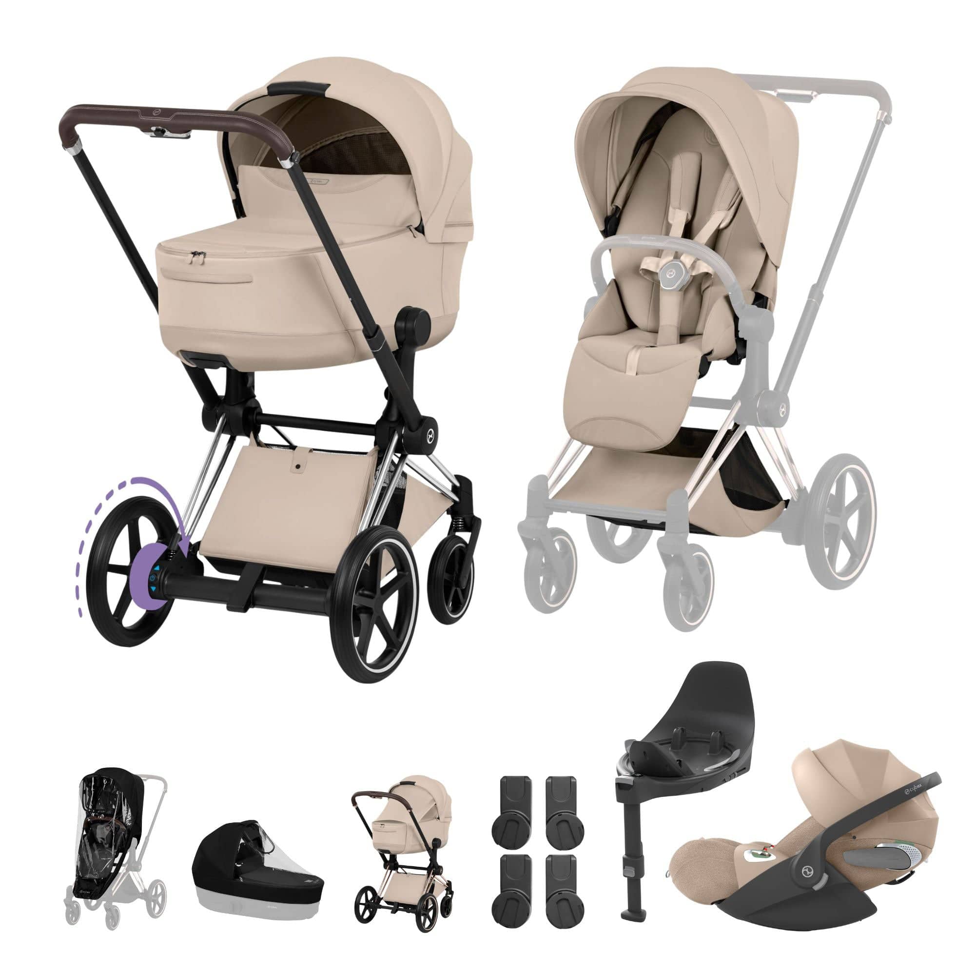Cybex travel systems Cybex ePriam Ultimate  Bundle - Style Collection - Cozy Beige 21894-CB-COZ-BEI-1