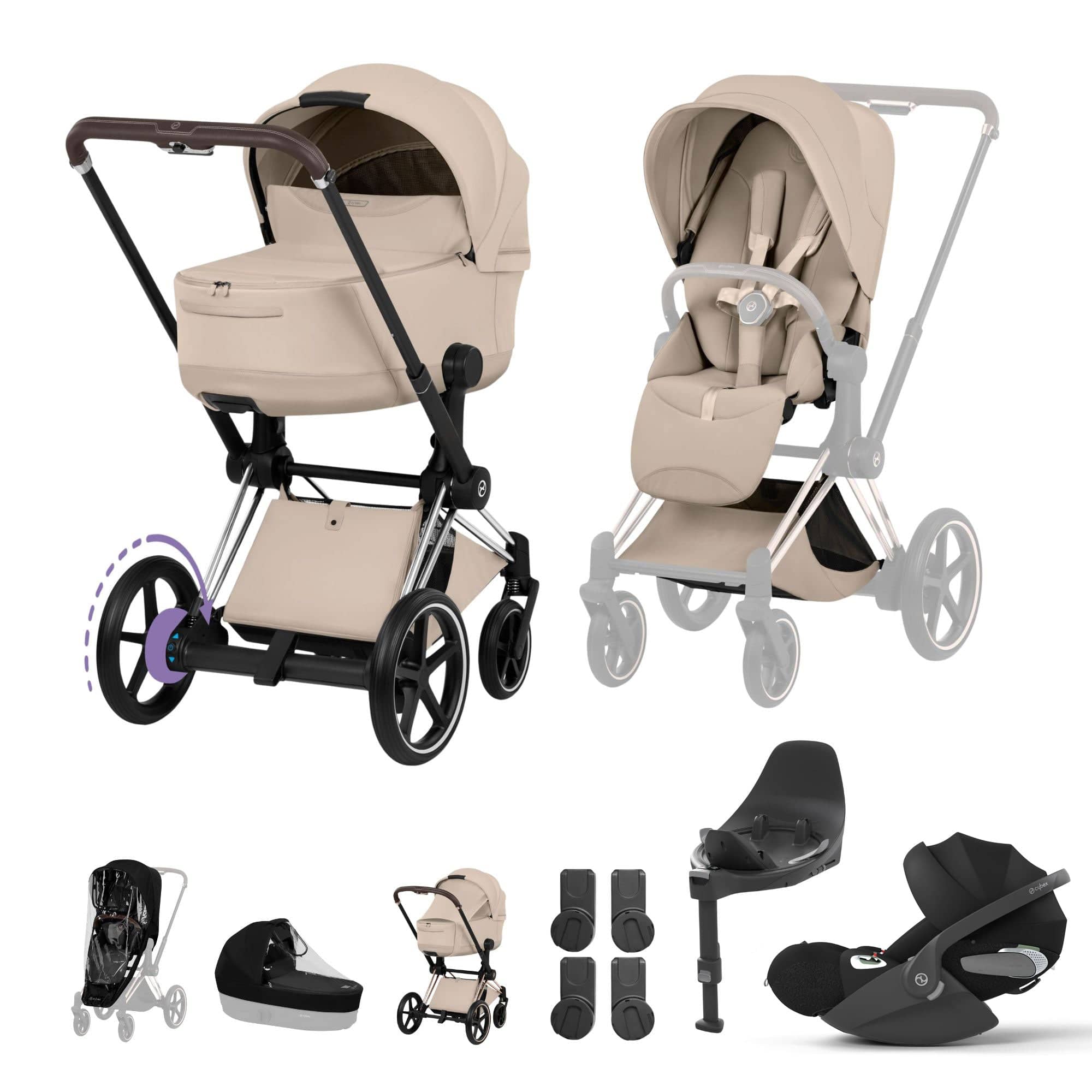 Cybex travel systems Cybex ePriam Ultimate  Bundle - Style Collection - Cozy Beige 21894-CB-COZ-BEI