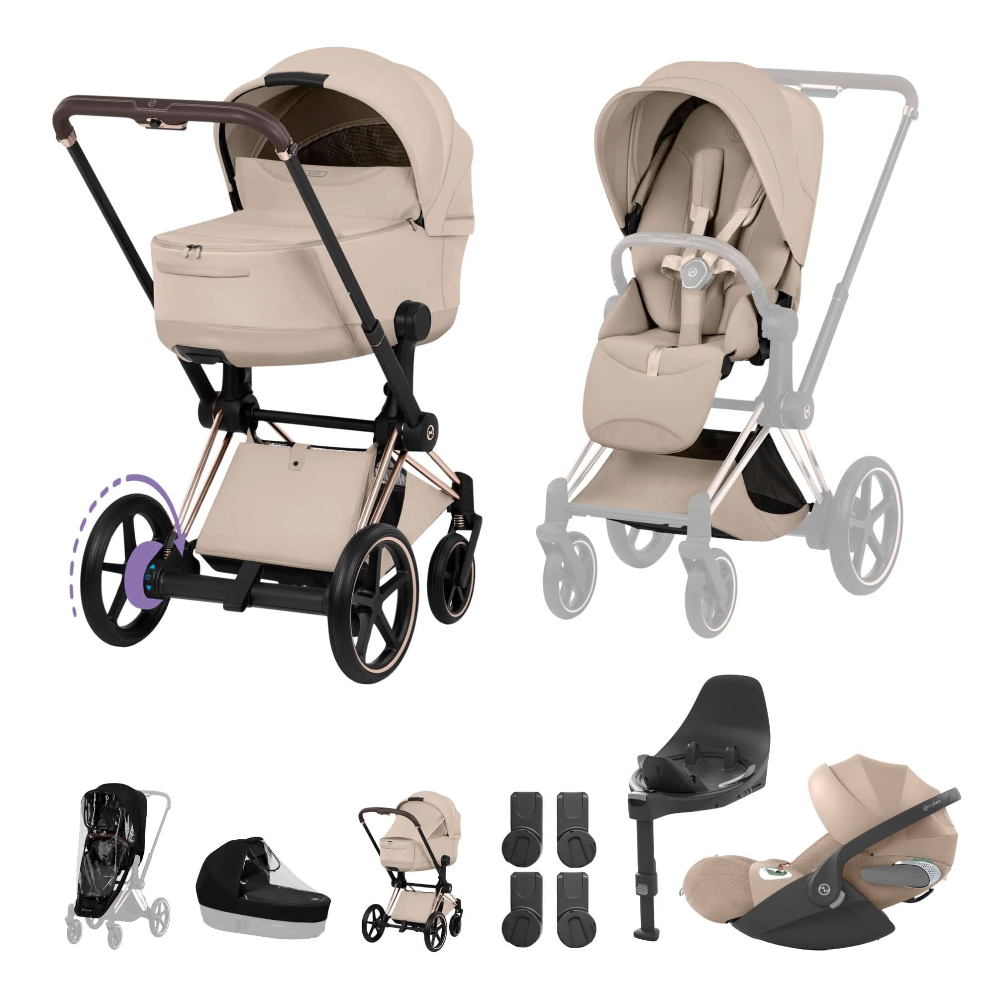Cybex travel systems Cybex ePriam Ultimate  Bundle - Style Collection - Cozy Beige 21894-RG-COZ-BEI-1