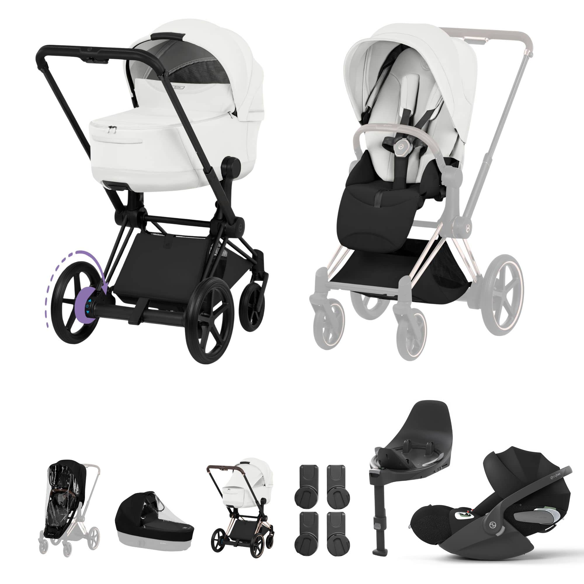 Cybex travel systems Cybex ePriam Ultimate  Bundle - Style Collection - Off White 21894-MB-OFF-WHT