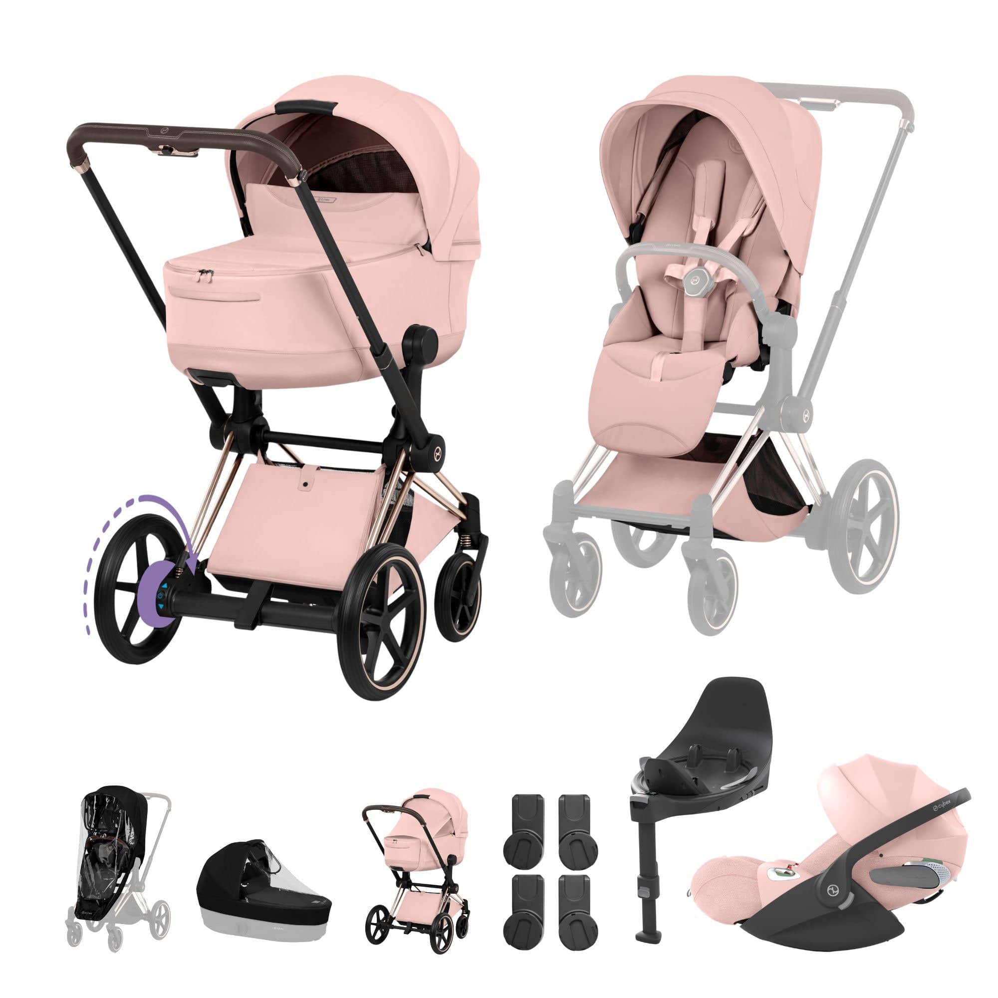 Cybex travel systems Cybex ePriam Ultimate  Bundle - Style Collection - Peach Pink