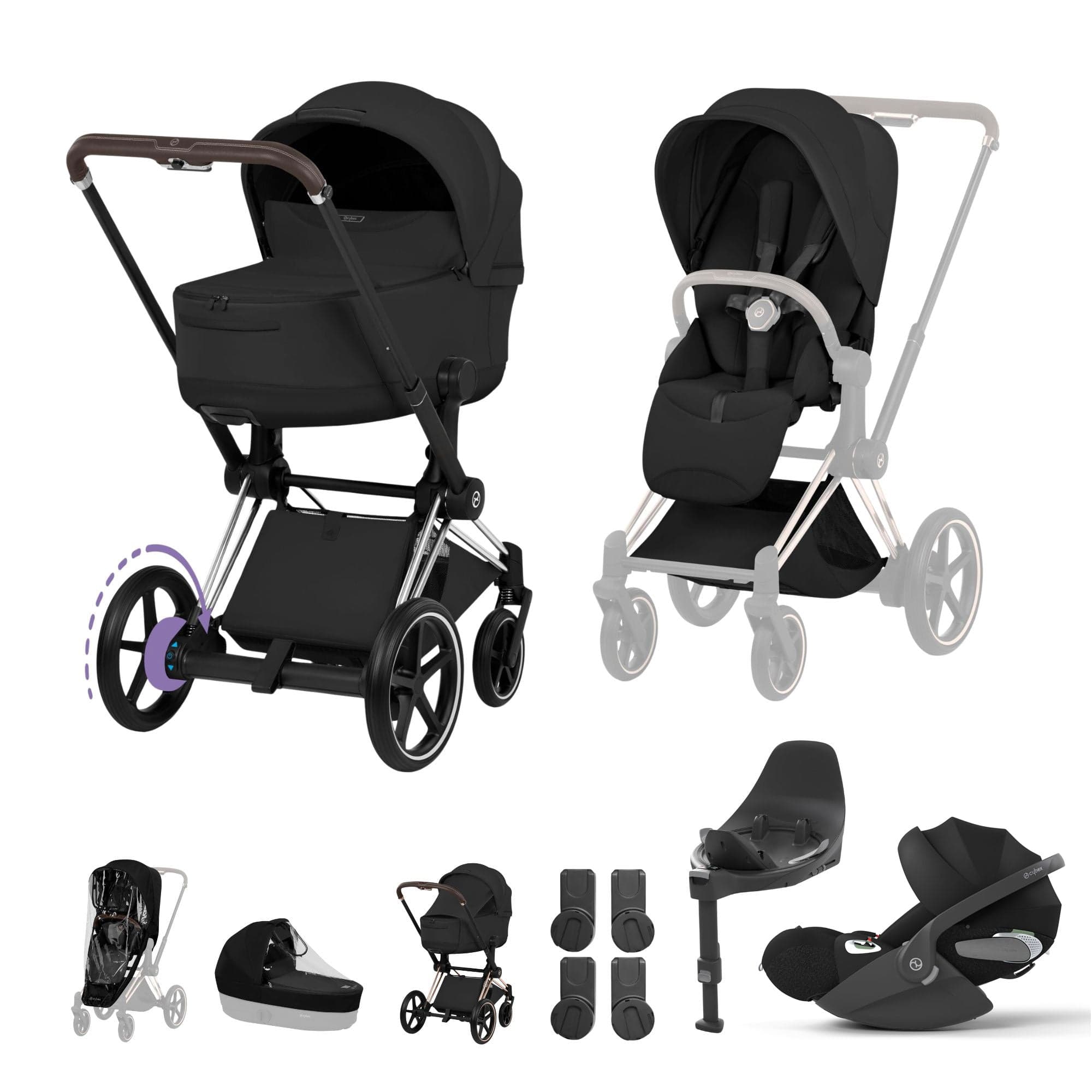Cybex travel systems Cybex ePriam Ultimate  Bundle - Style Collection - Sepia Black 21894-CB-BLK