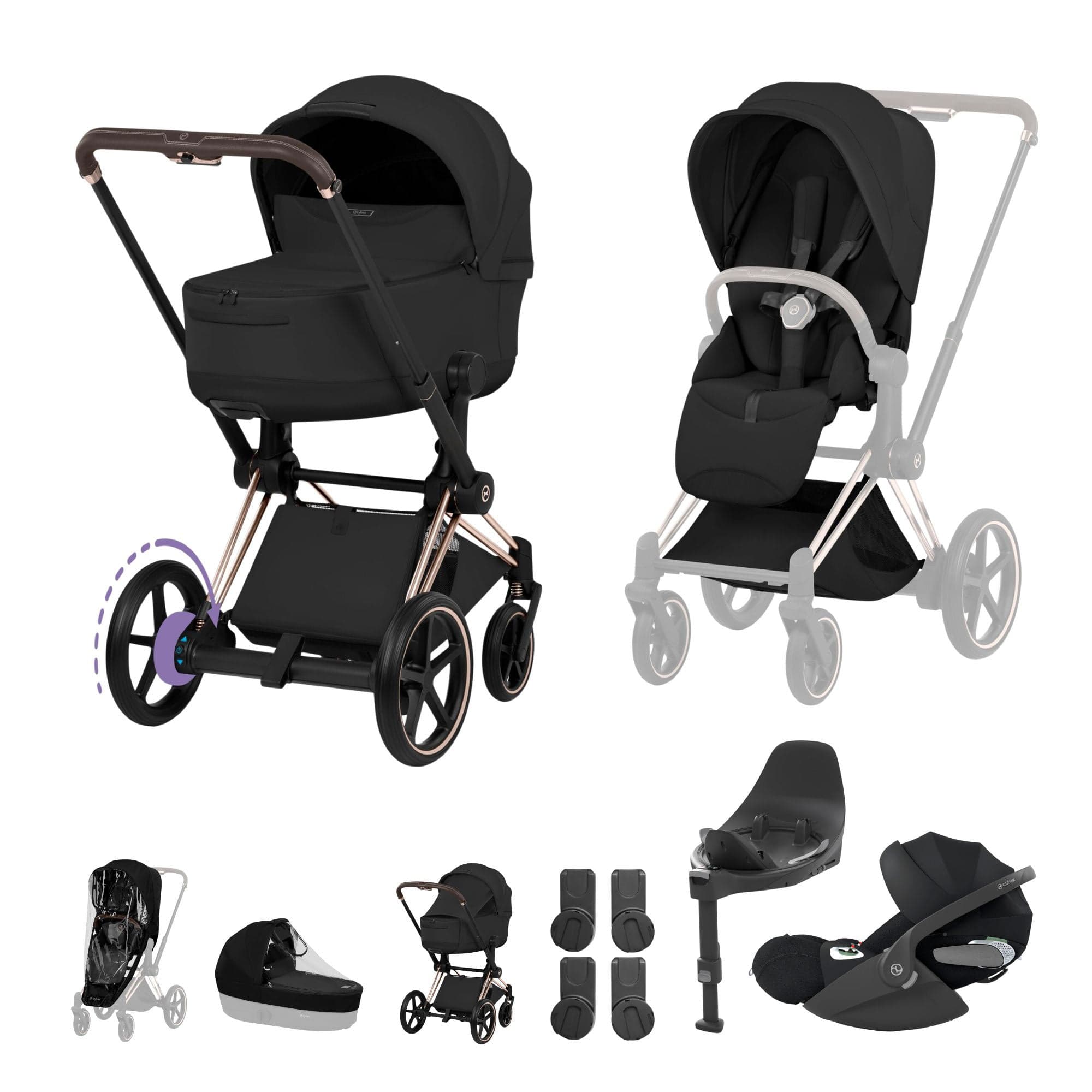 Cybex travel systems Cybex ePriam Ultimate  Bundle - Style Collection - Sepia Black 21894-RG-BLK-1