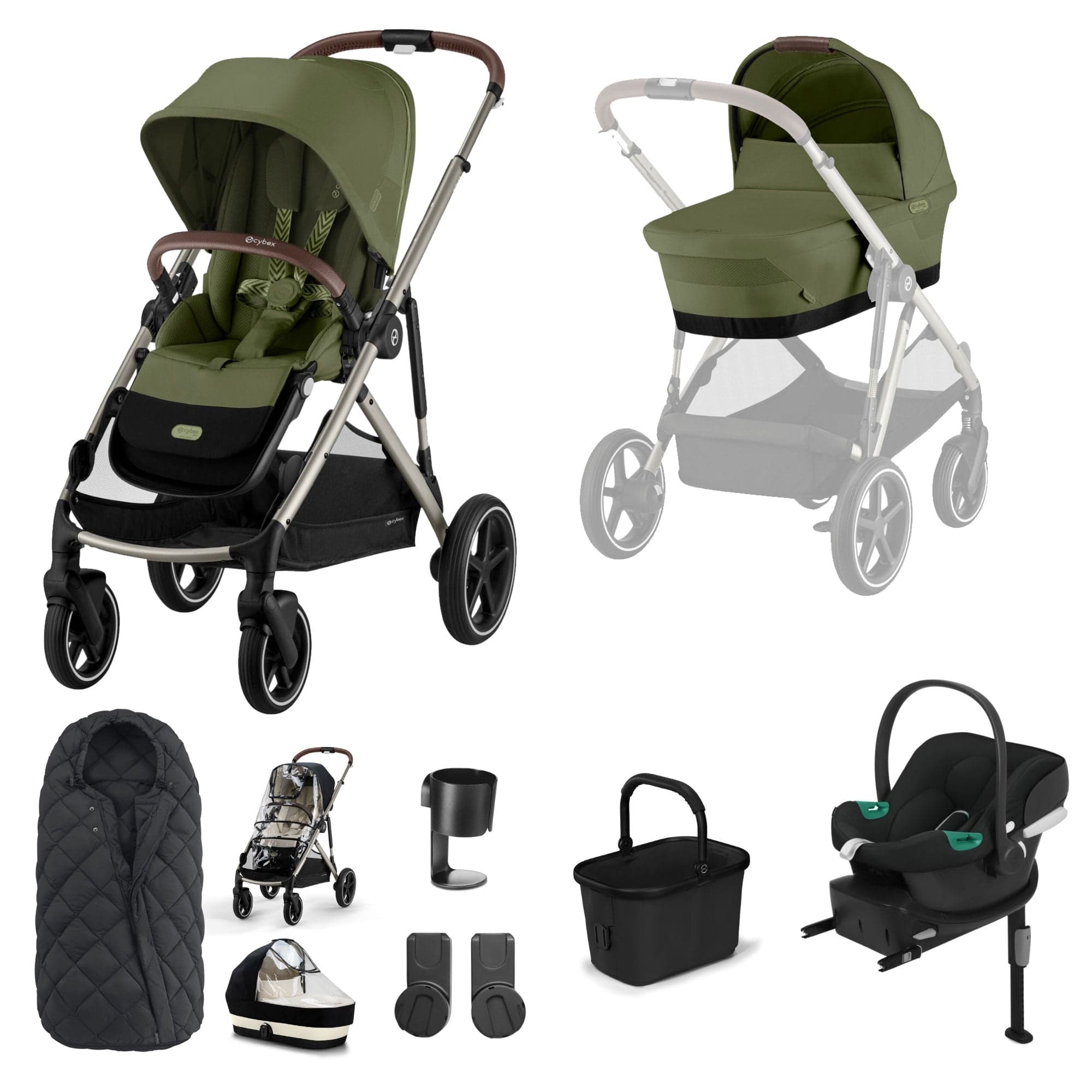Cybex travel systems Cybex Gazelle S Comfort Bundle - Taupe/Moss Green 19495-GAZ-COM-MOS-2