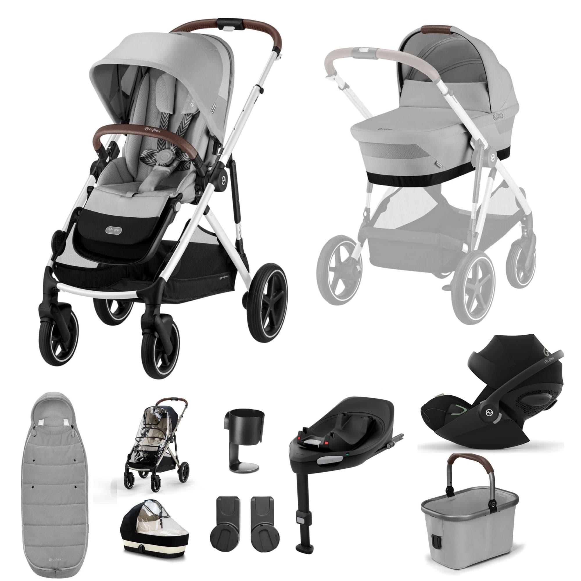 Cybex travel systems Cybex Gazelle S Luxury Bundle - Silver/Stone Grey 18495-STO-GRY