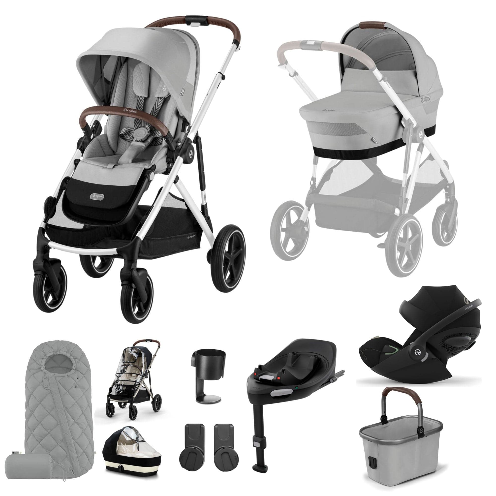 Cybex travel systems Cybex Gazelle S Luxury Bundle - Silver/Stone Grey 18495-STO-GRY-2