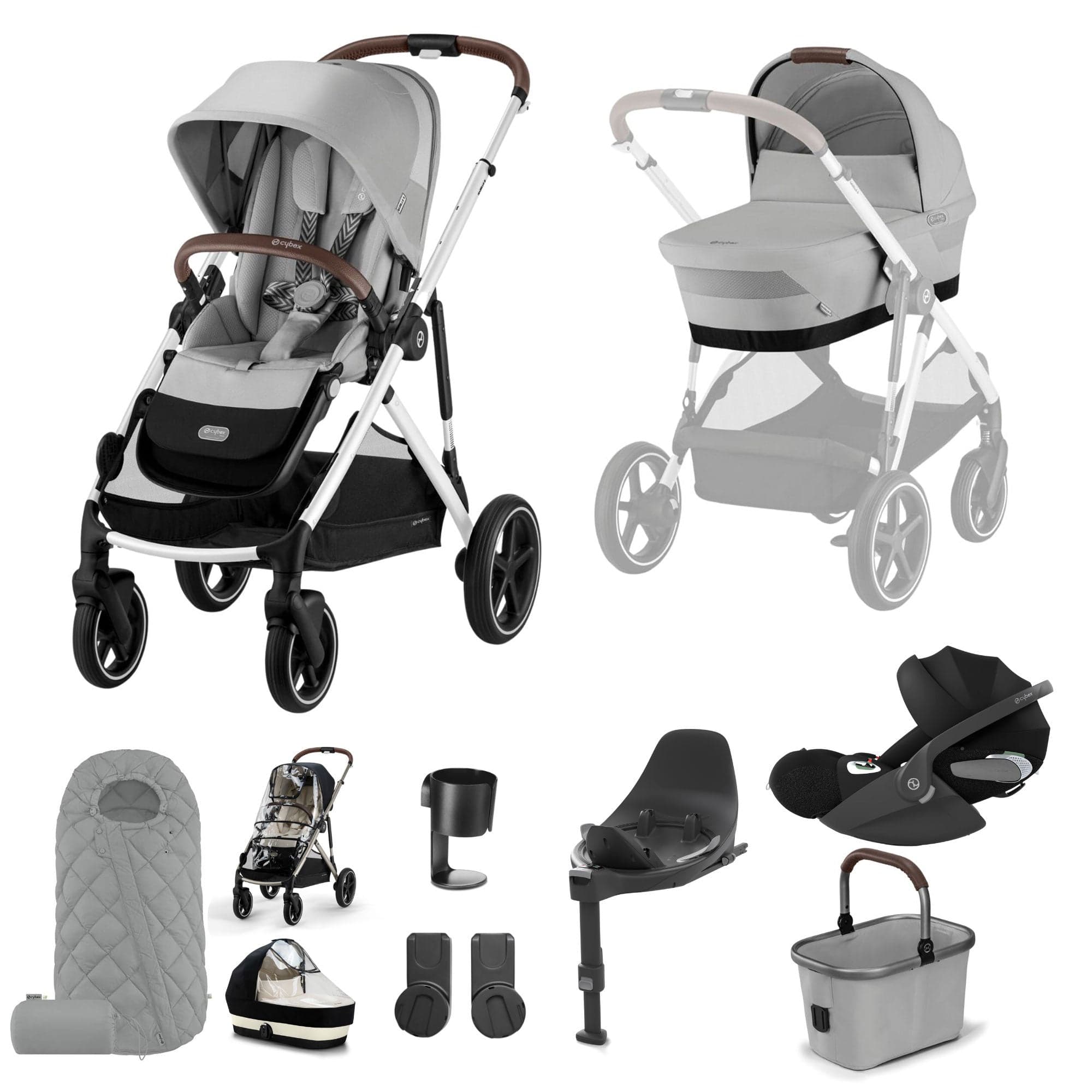 Cybex travel systems Cybex Gazelle S Luxury Bundle - Silver/Stone Grey 18495-STO-GRY-3