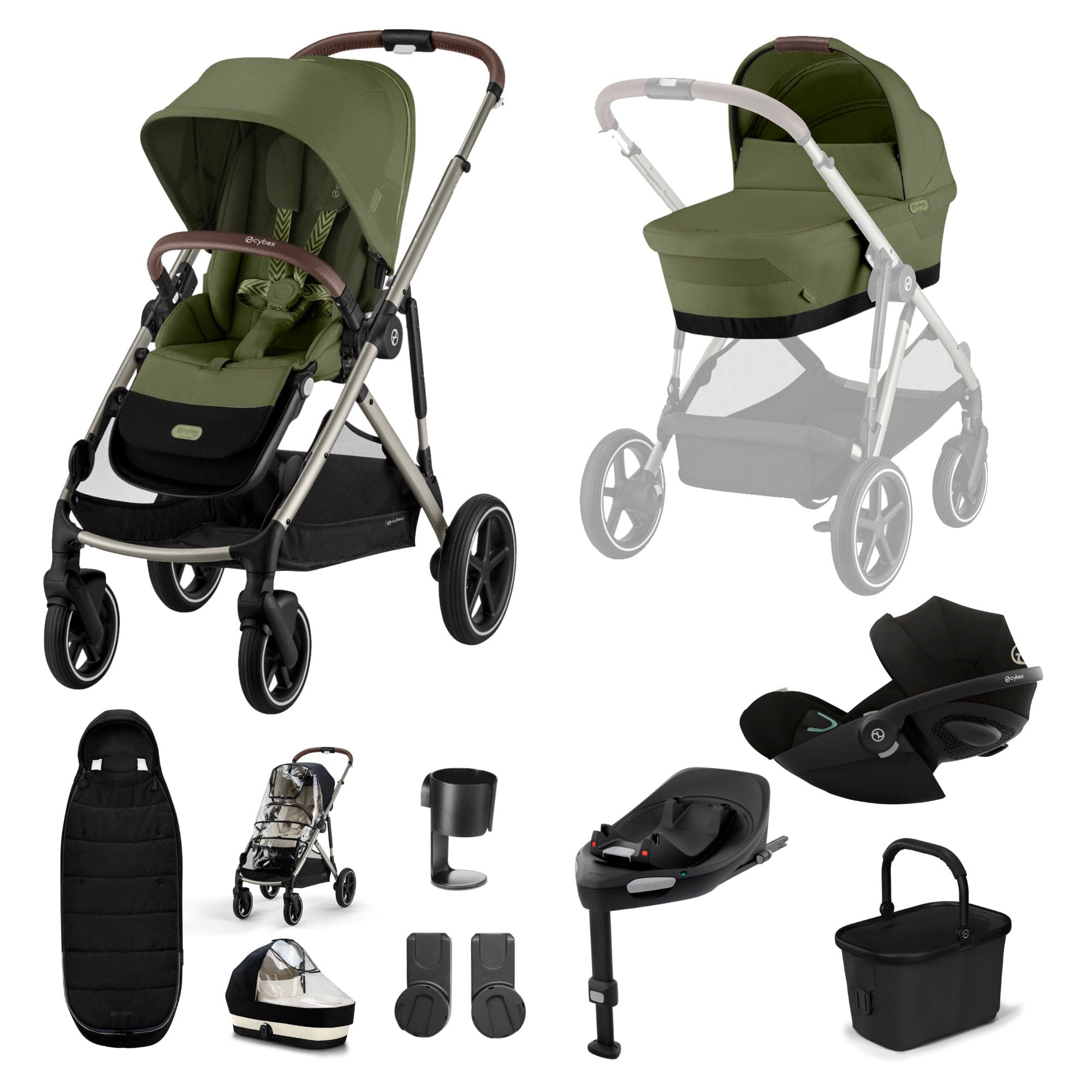 Cybex travel systems Cybex Gazelle S Luxury Bundle - Taupe/Moss Green 19497-GAZ-LUX-G-MOS-1