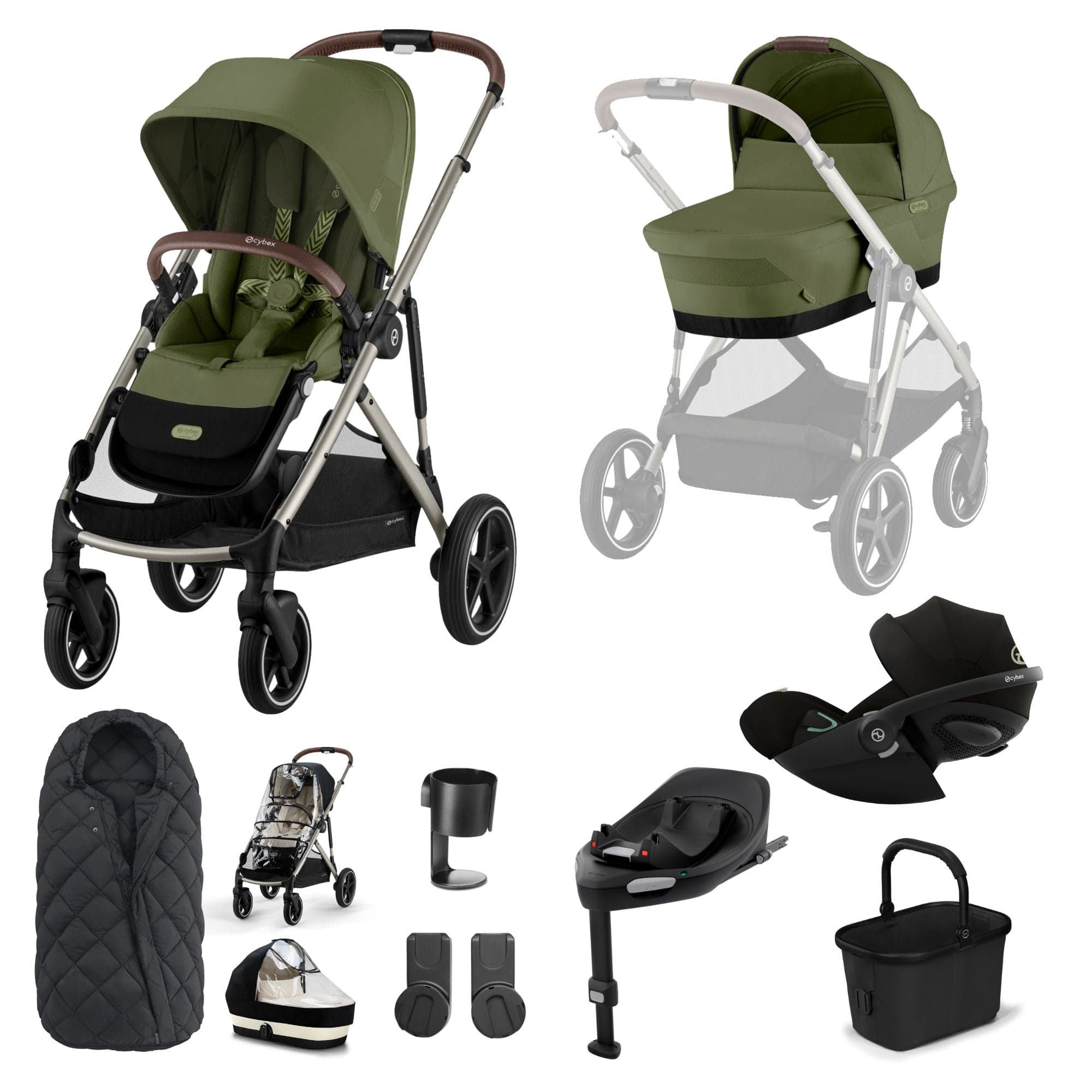 Cybex travel systems Cybex Gazelle S Luxury Bundle - Taupe/Moss Green 19497-GAZ-LUX-G-MOS-2