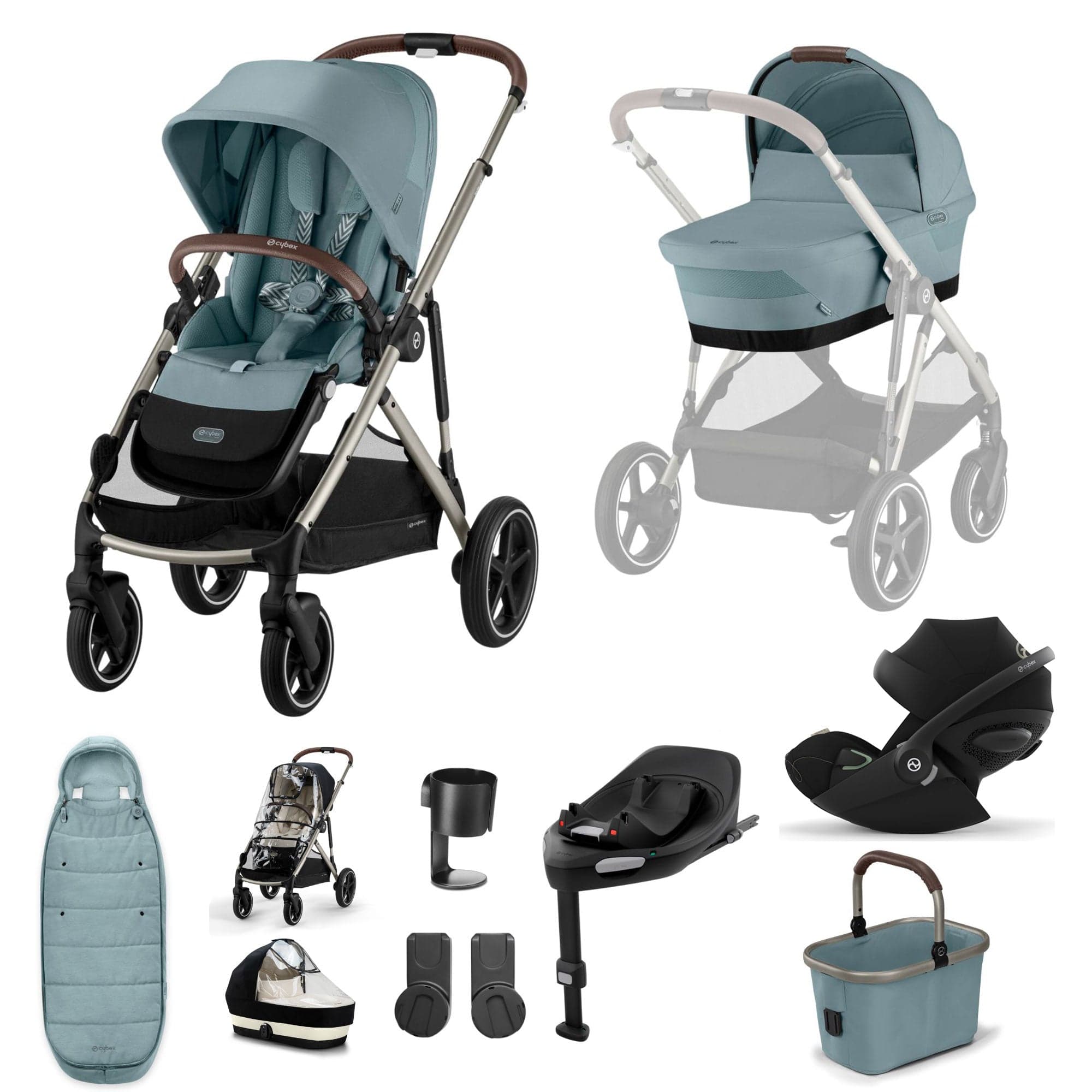Cybex travel systems Cybex Gazelle S Luxury Bundle - Taupe/Stormy Blue 18501-STO-BLU