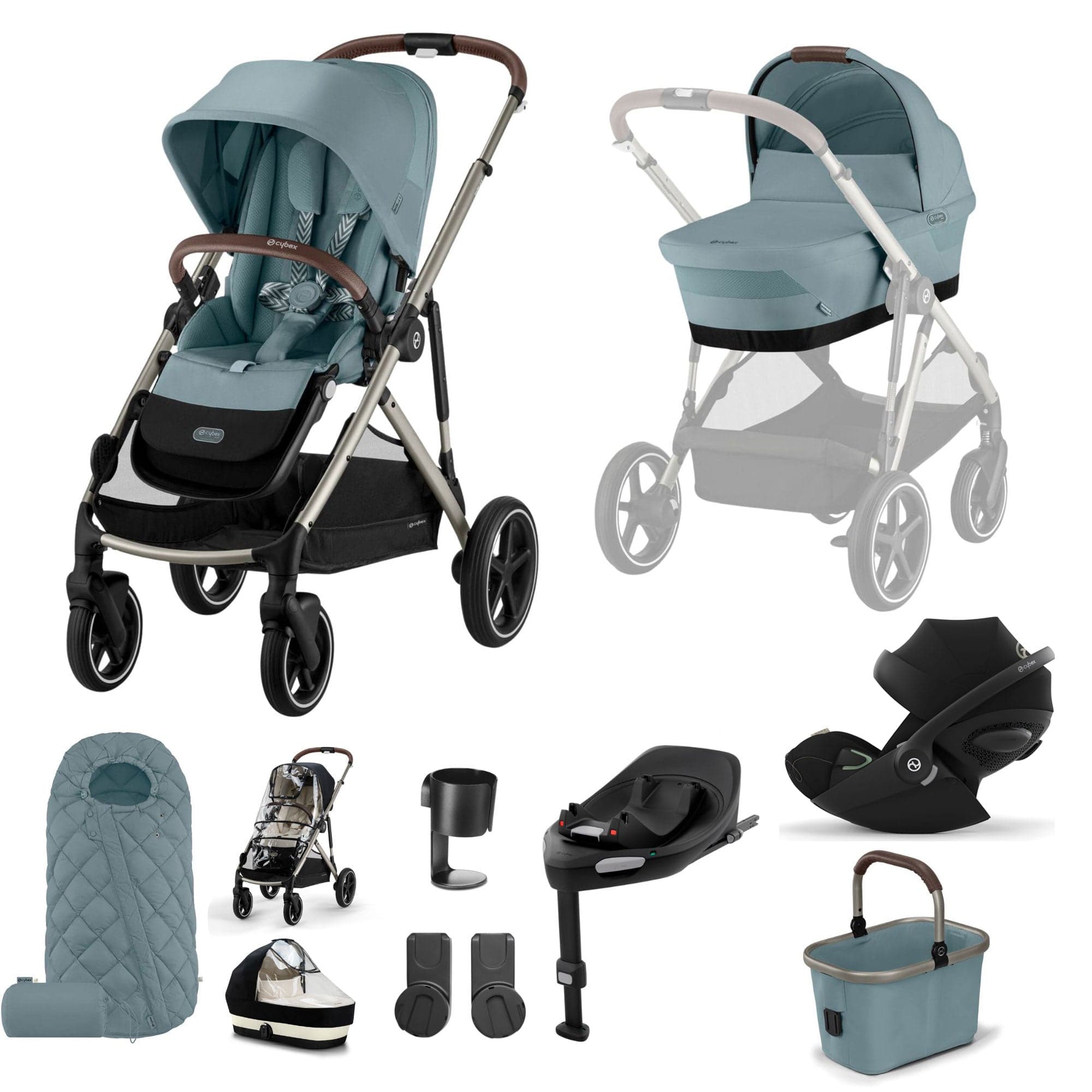 Cybex travel systems Cybex Gazelle S Luxury Bundle - Taupe/Stormy Blue 18501-STO-BLU-2