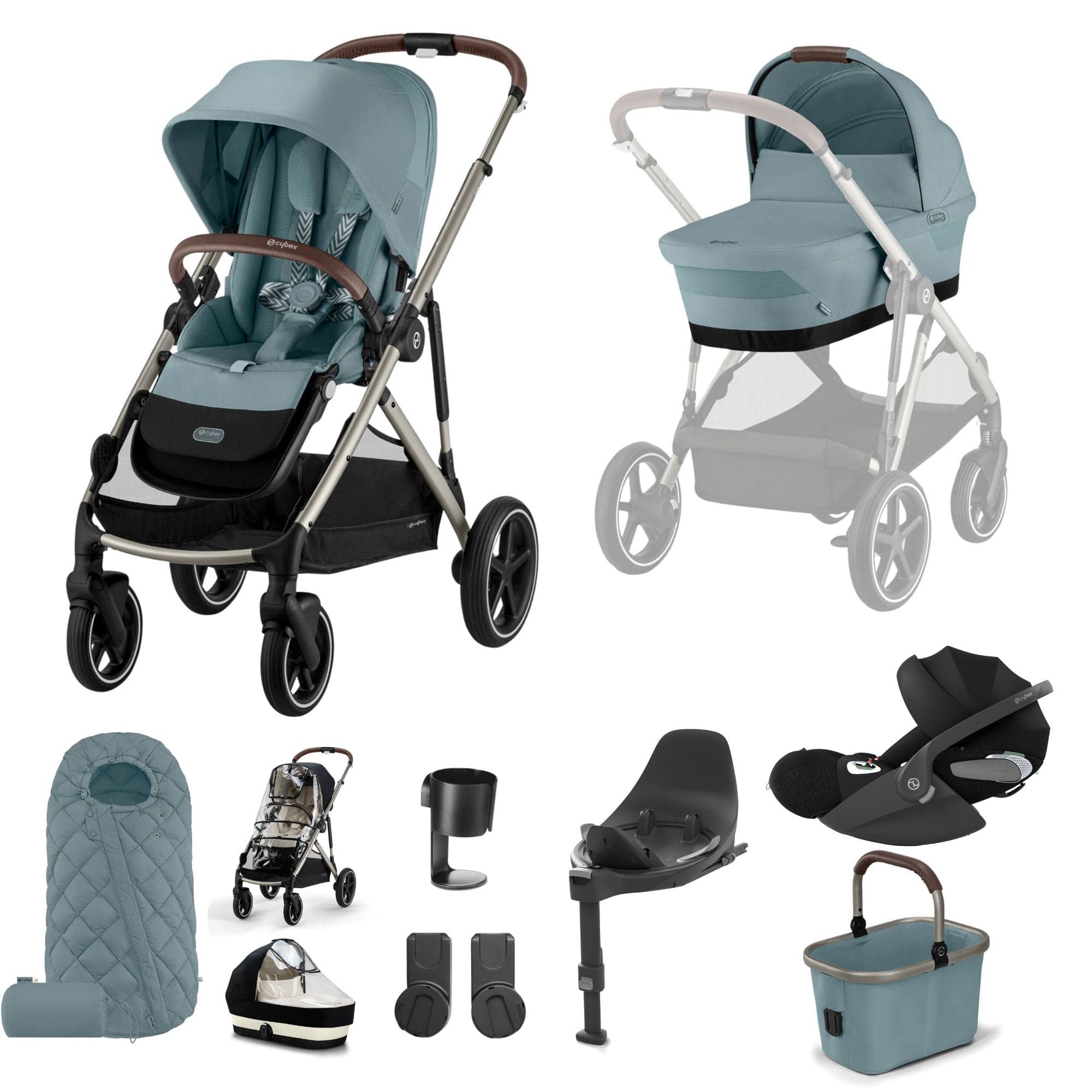Cybex travel systems Cybex Gazelle S Luxury Bundle - Taupe/Stormy Blue 18501-STO-BLU-3