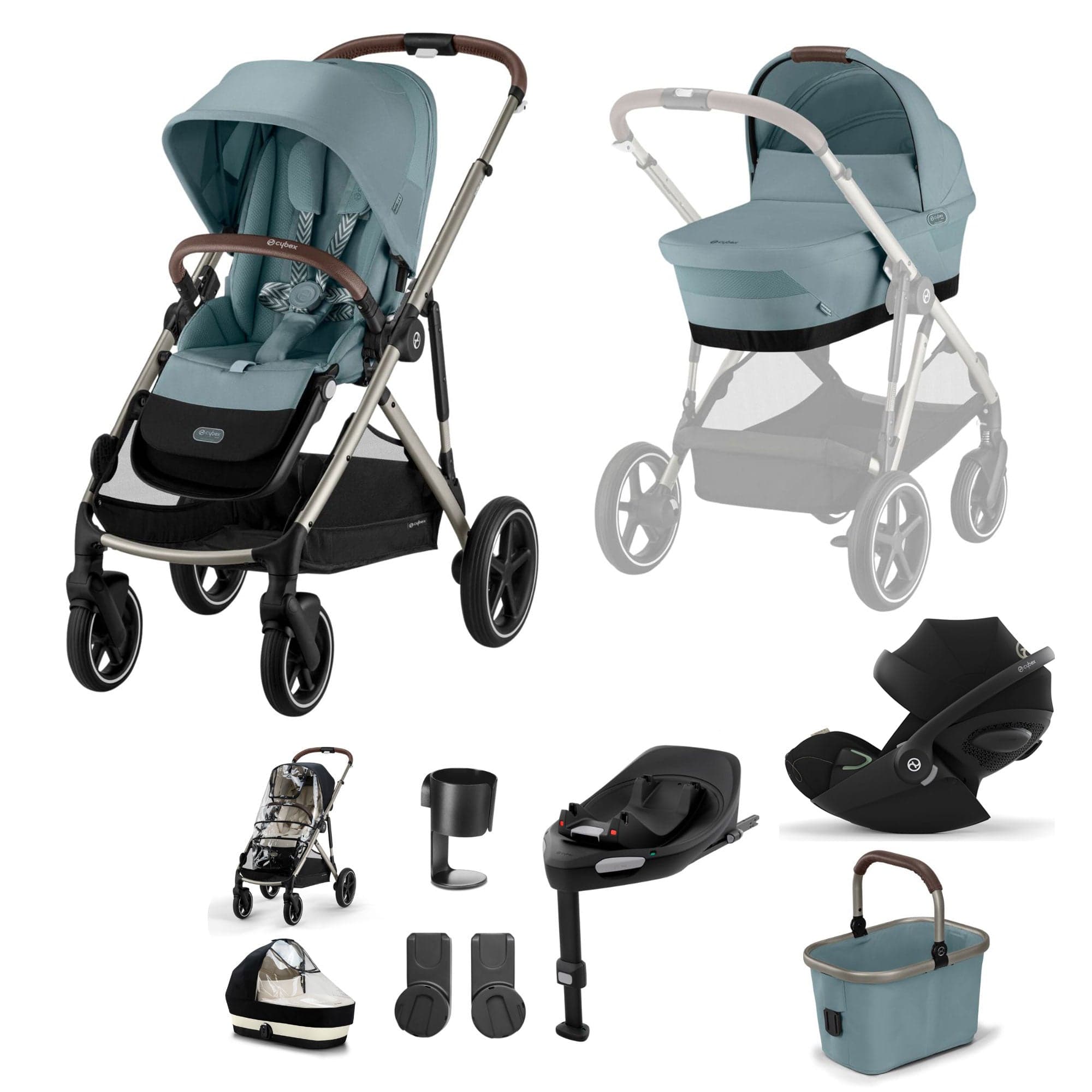 Cybex travel systems Cybex Gazelle S Luxury Bundle - Taupe/Stormy Blue 18501-STO-BLU-4