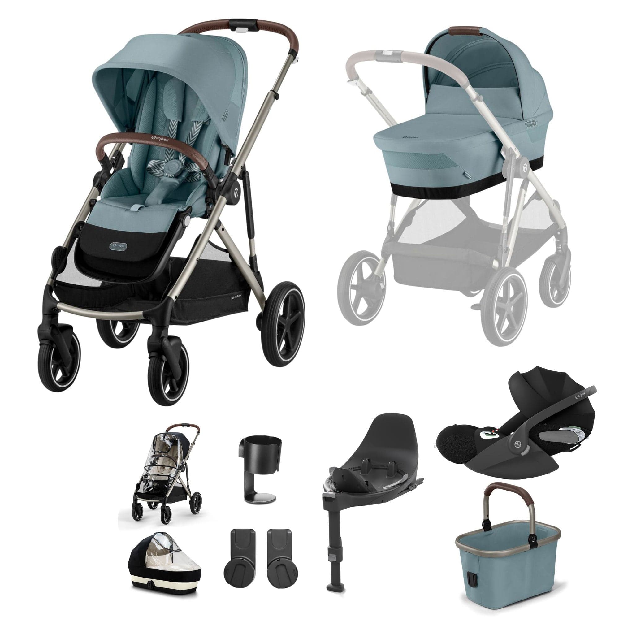 Cybex travel systems Cybex Gazelle S Luxury Bundle - Taupe/Stormy Blue 18501-STO-BLU-5
