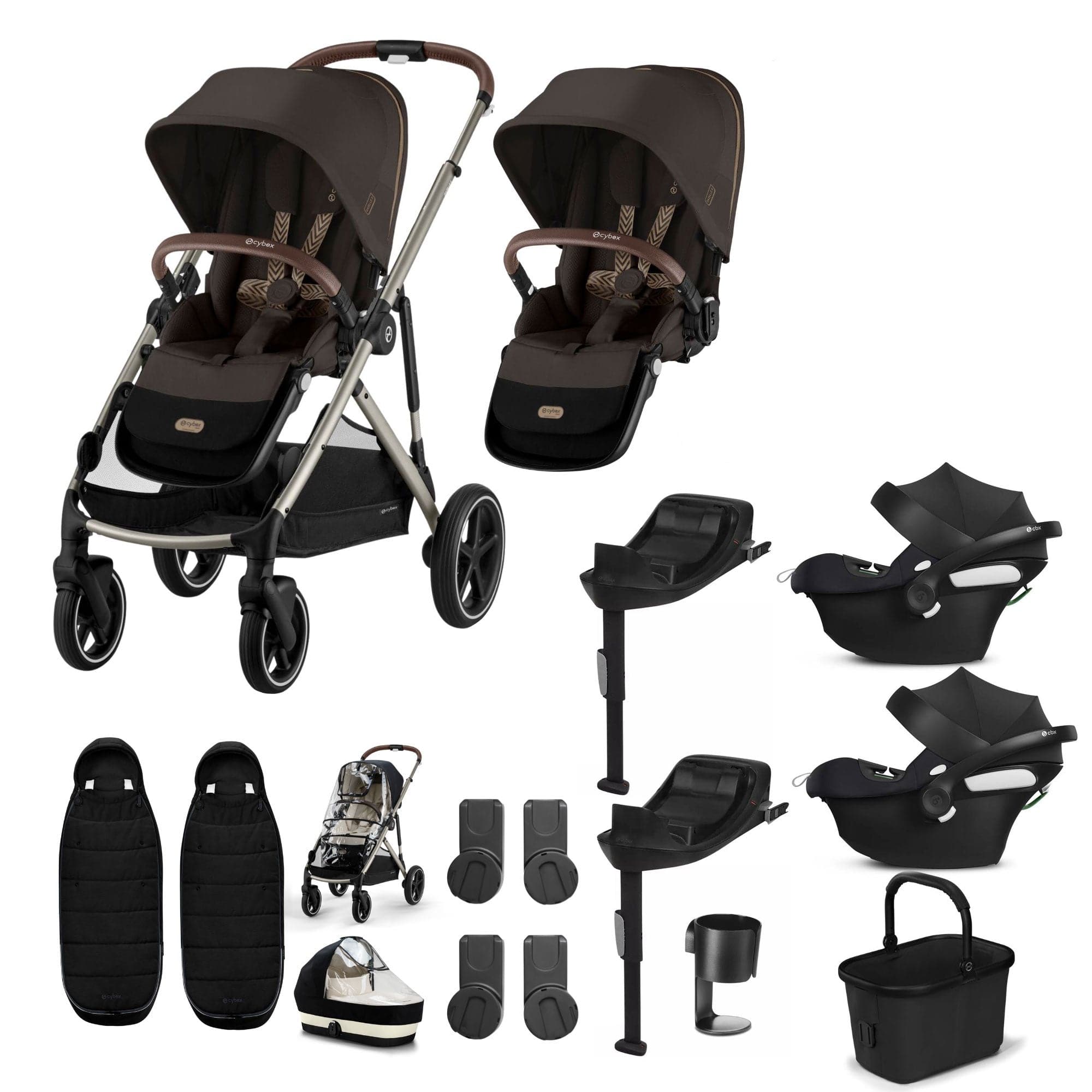 Cybex travel systems Cybex Gazelle S Twin Comfort Pushchair Bundle - Chocolate Brown 20380-TWN-COM-CHO-1