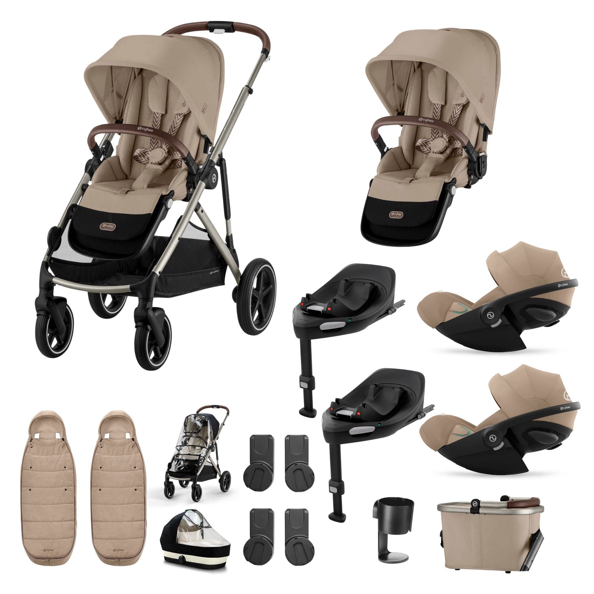 Cybex travel systems Cybex Gazelle S Twin Luxury Pushchair Bundle - Almond Beige 20391-TWN-LUX-ALM-1