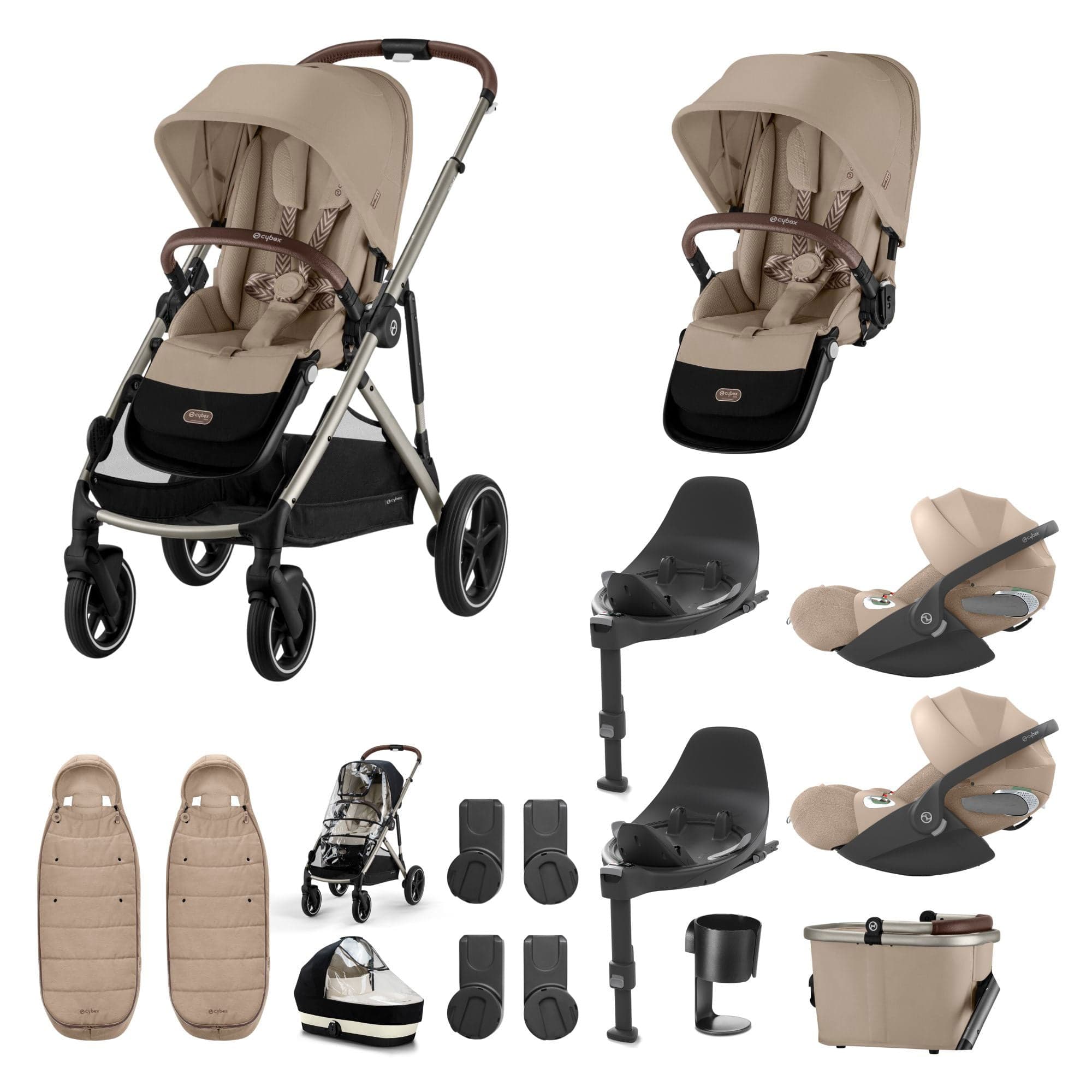 Cybex travel systems Cybex Gazelle S Twin Luxury Pushchair Bundle - Almond Beige 20391-TWN-LUX-ALM-2