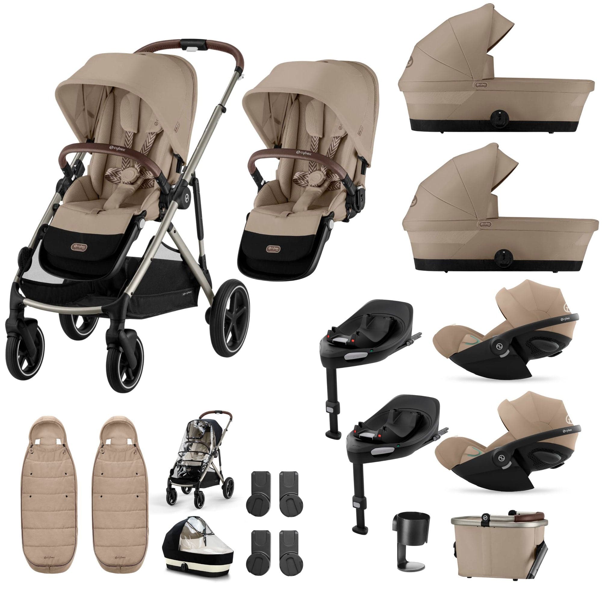 Cybex travel systems Cybex Gazelle S Twin Luxury Pushchair Bundle - Almond Beige 20391-TWN-LUX-ALM-3