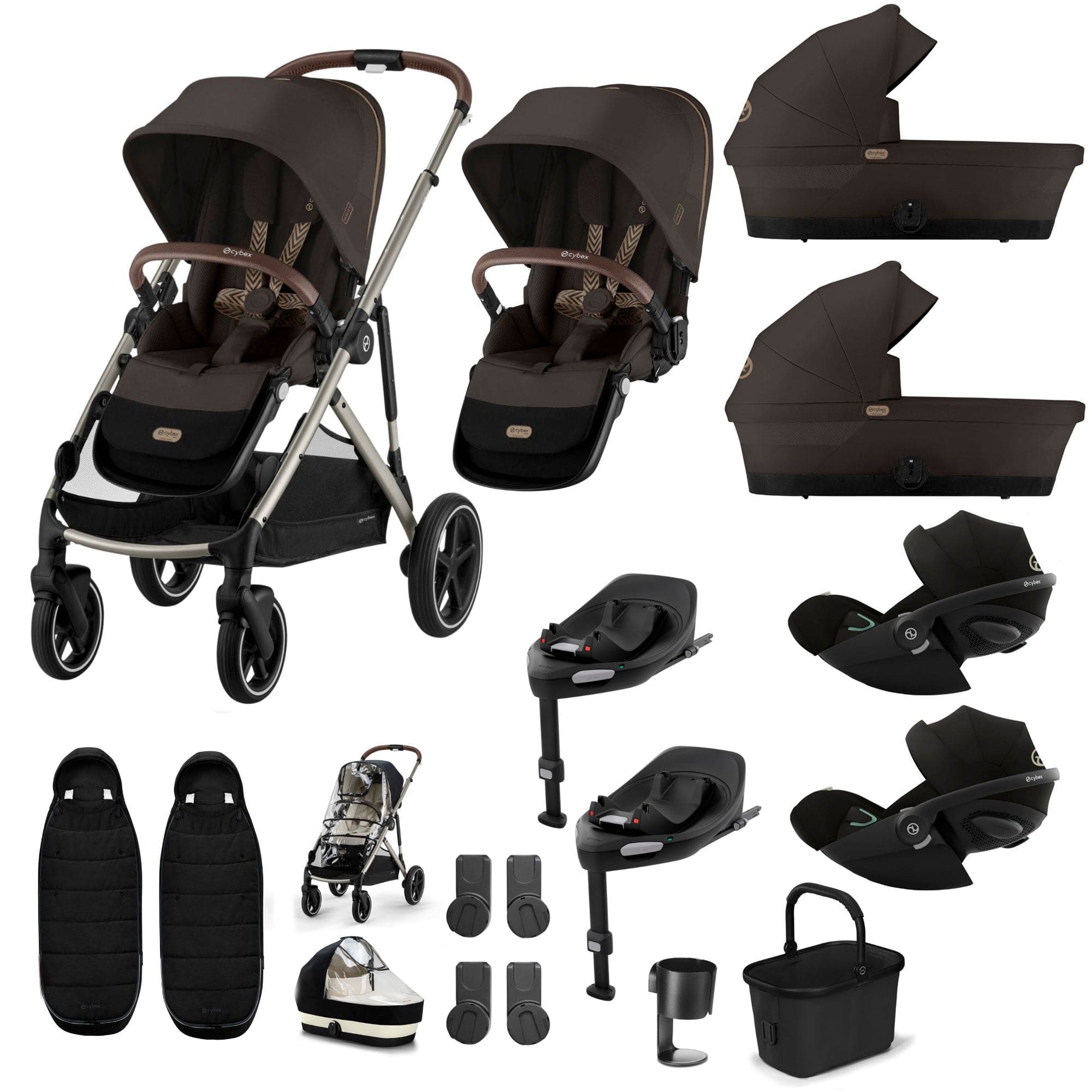 Cybex travel systems Cybex Gazelle S Twin Luxury Pushchair Bundle - Chocolate Brown 20391-TWN-LUX-CHO-3
