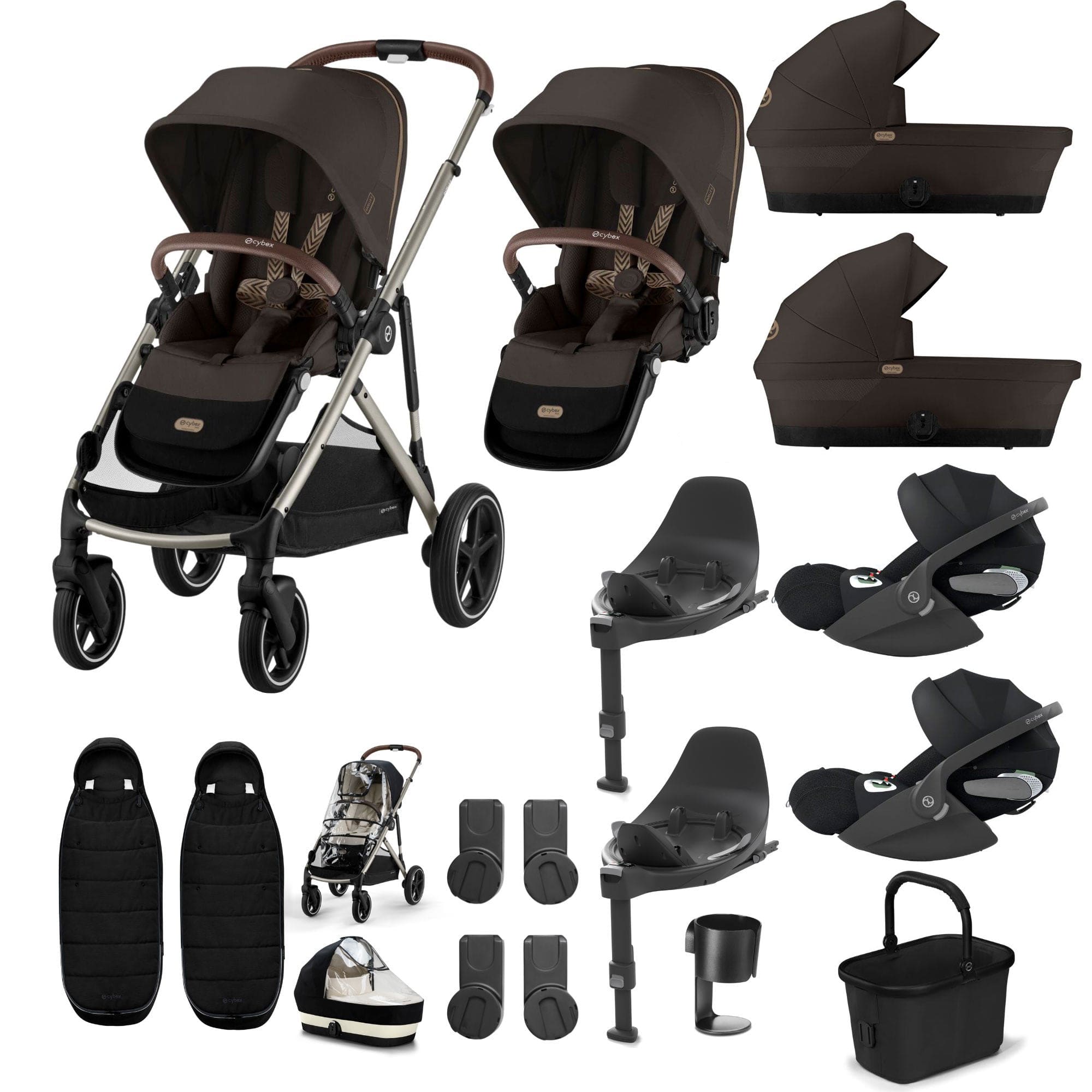 Cybex travel systems Cybex Gazelle S Twin Luxury Pushchair Bundle - Chocolate Brown 20391-TWN-LUX-CHO-4