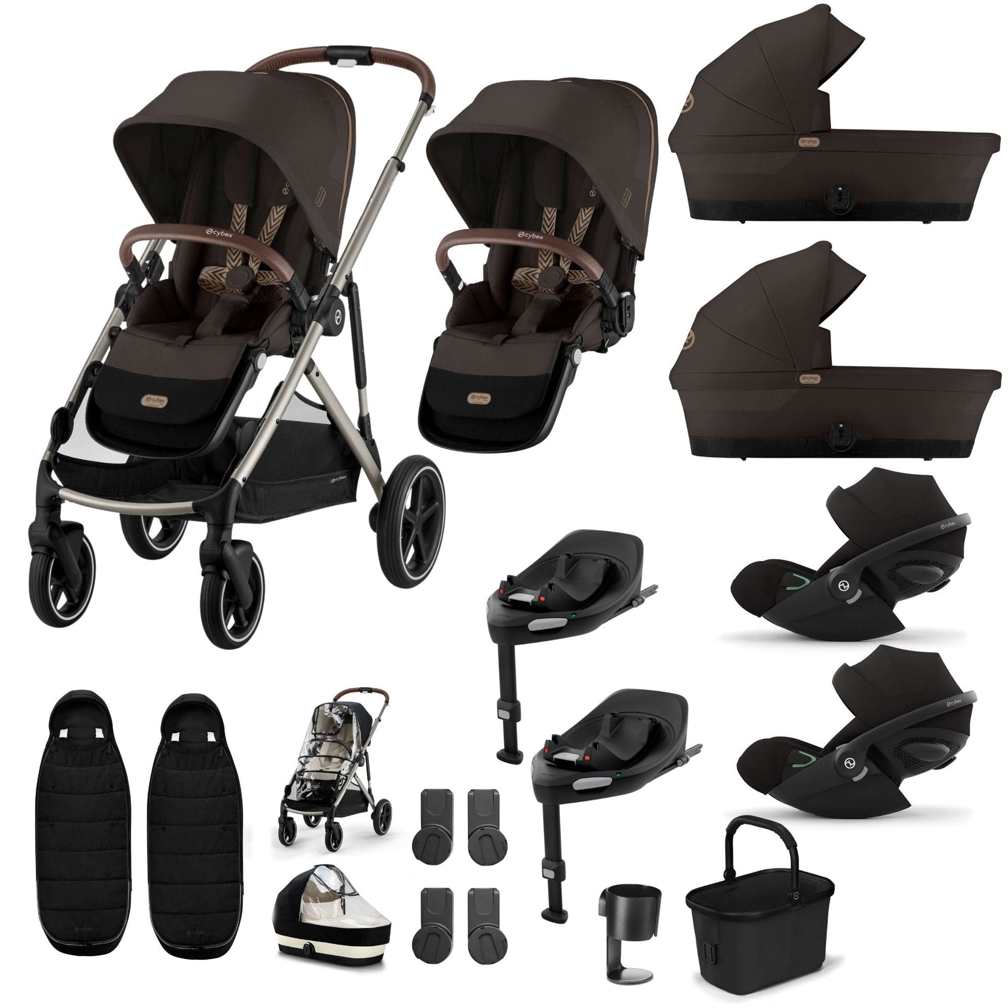 Cybex travel systems Cybex Gazelle S Twin Luxury Pushchair Bundle - Chocolate Brown 20391-TWN-LUX-CHO-7