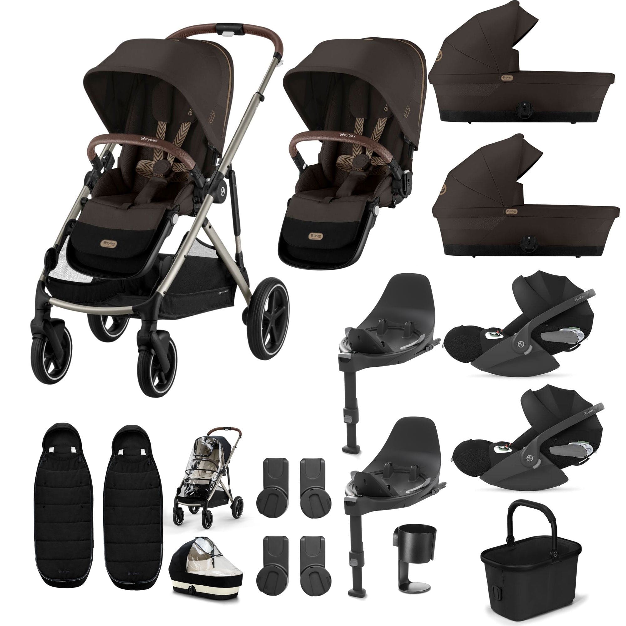Cybex travel systems Cybex Gazelle S Twin Luxury Pushchair Bundle - Chocolate Brown 20391-TWN-LUX-CHO-8