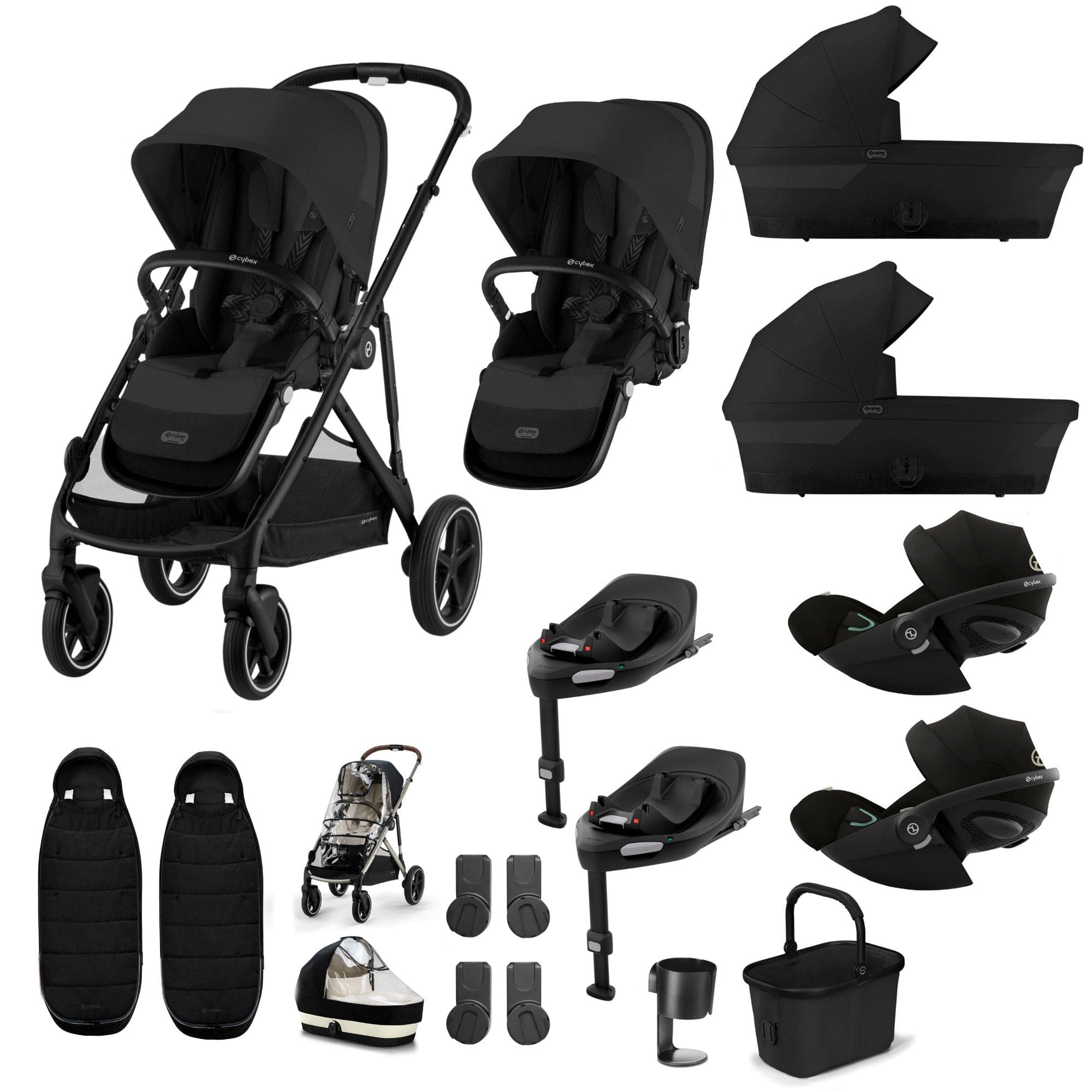 Cybex travel systems Cybex Gazelle S Twin Luxury Pushchair Bundle - Moon Black 20391-TWN-LUX-BLK-3