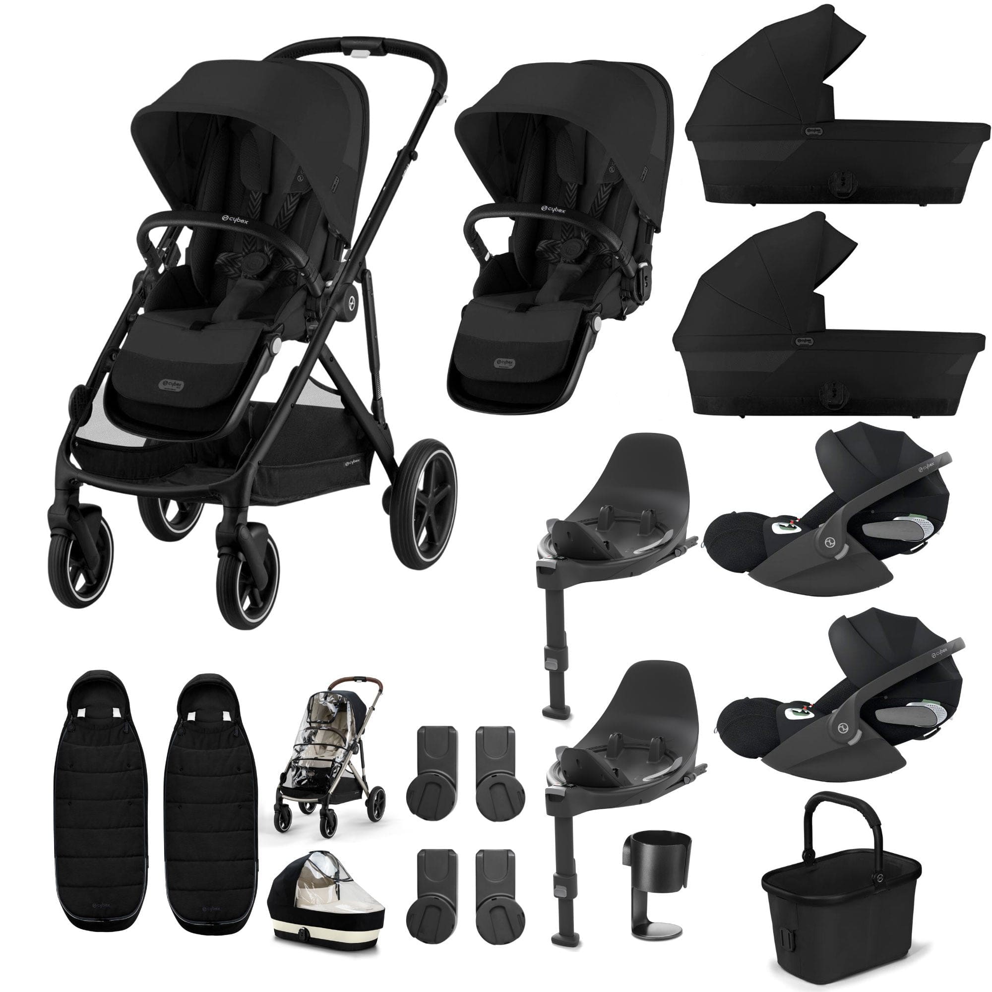 Cybex travel systems Cybex Gazelle S Twin Luxury Pushchair Bundle - Moon Black 20391-TWN-LUX-BLK-4