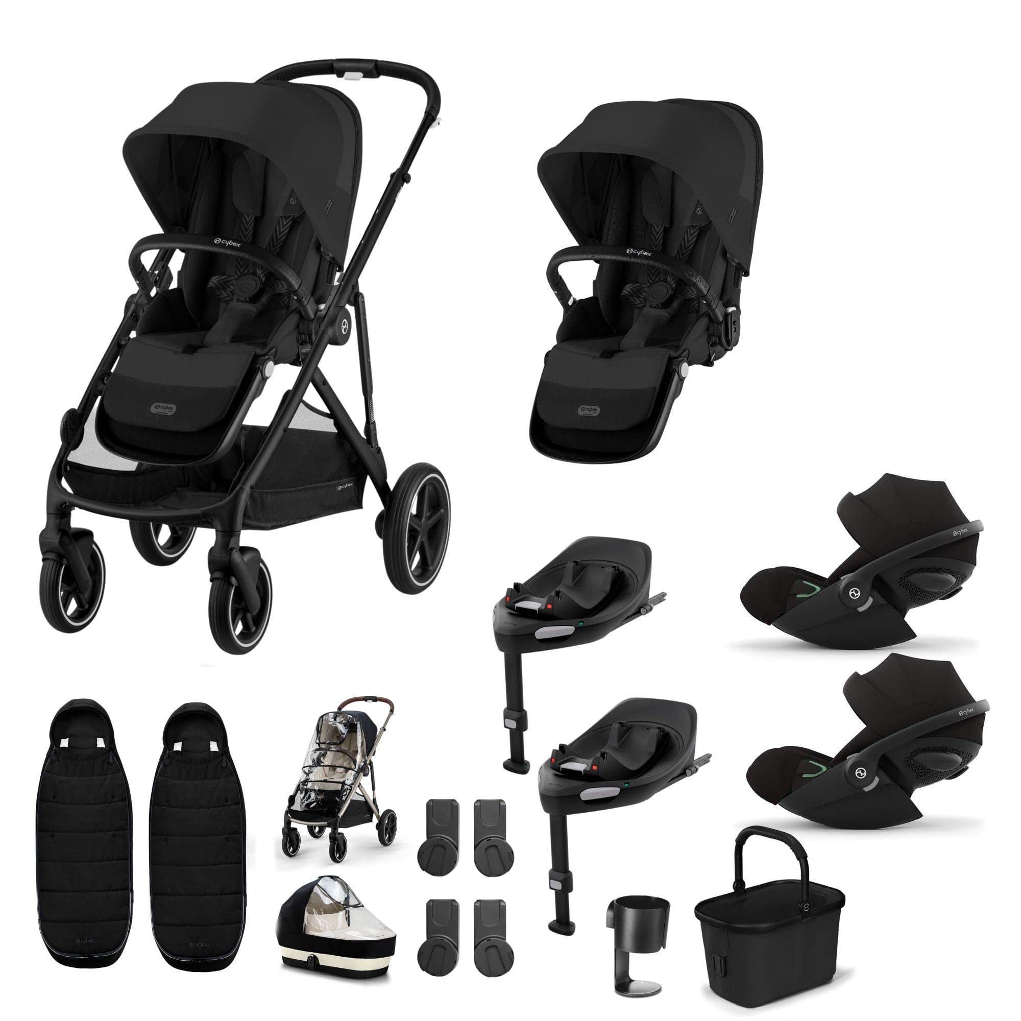 Cybex travel systems Cybex Gazelle S Twin Luxury Pushchair Bundle - Moon Black 20391-TWN-LUX-BLK-5