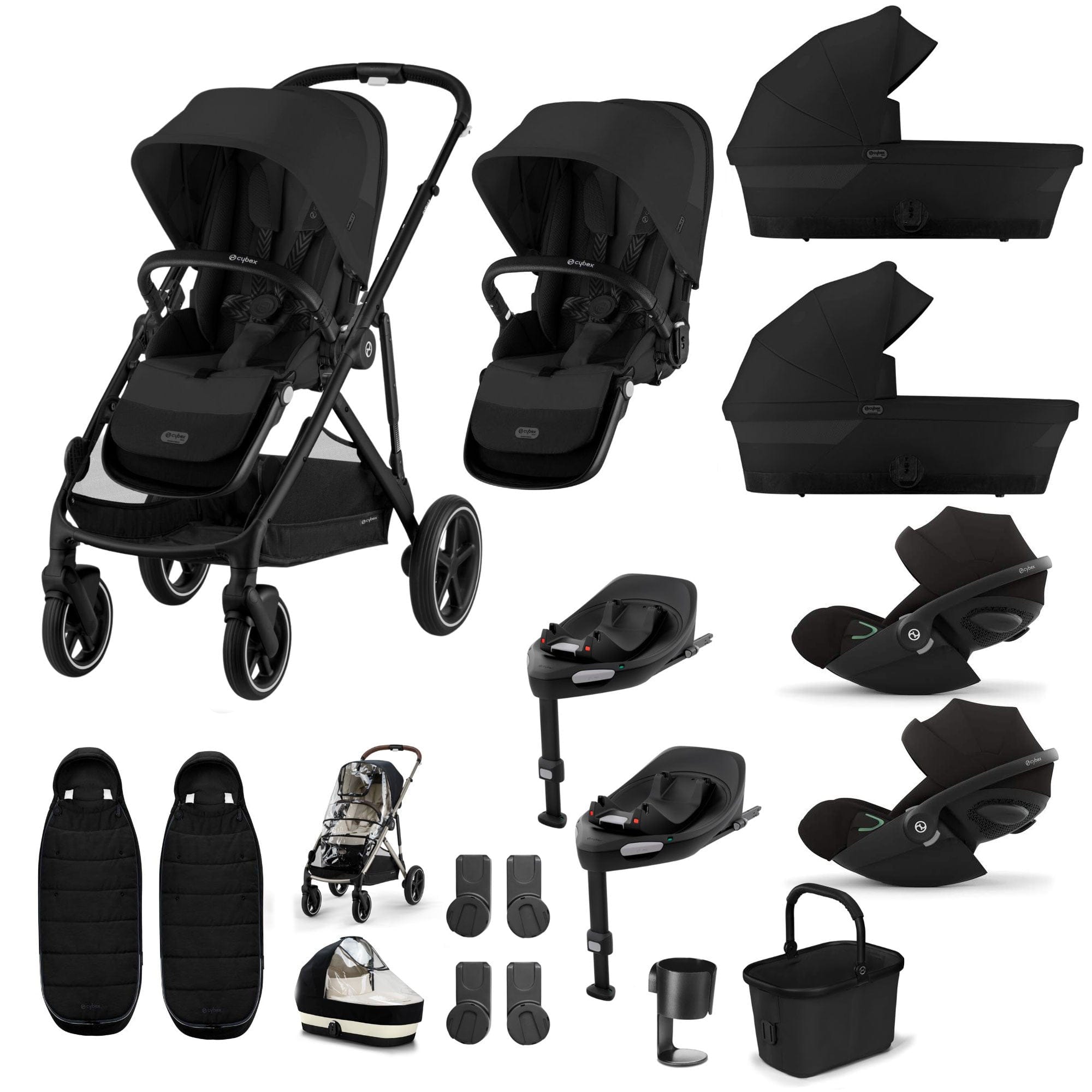 Cybex travel systems Cybex Gazelle S Twin Luxury Pushchair Bundle - Moon Black 20391-TWN-LUX-BLK-7