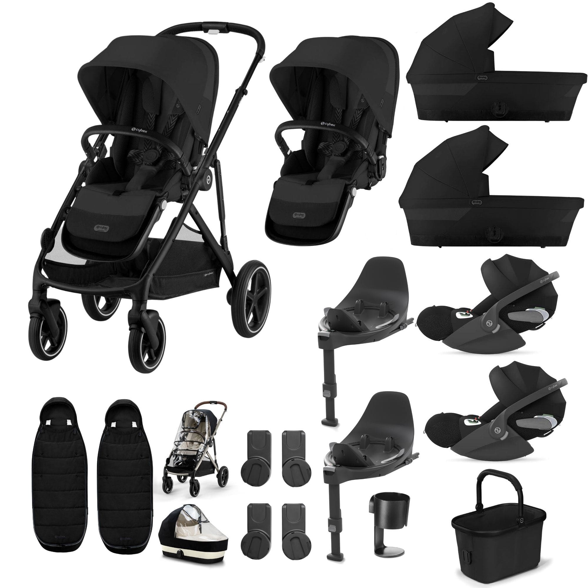 Cybex travel systems Cybex Gazelle S Twin Luxury Pushchair Bundle - Moon Black 20391-TWN-LUX-BLK-8