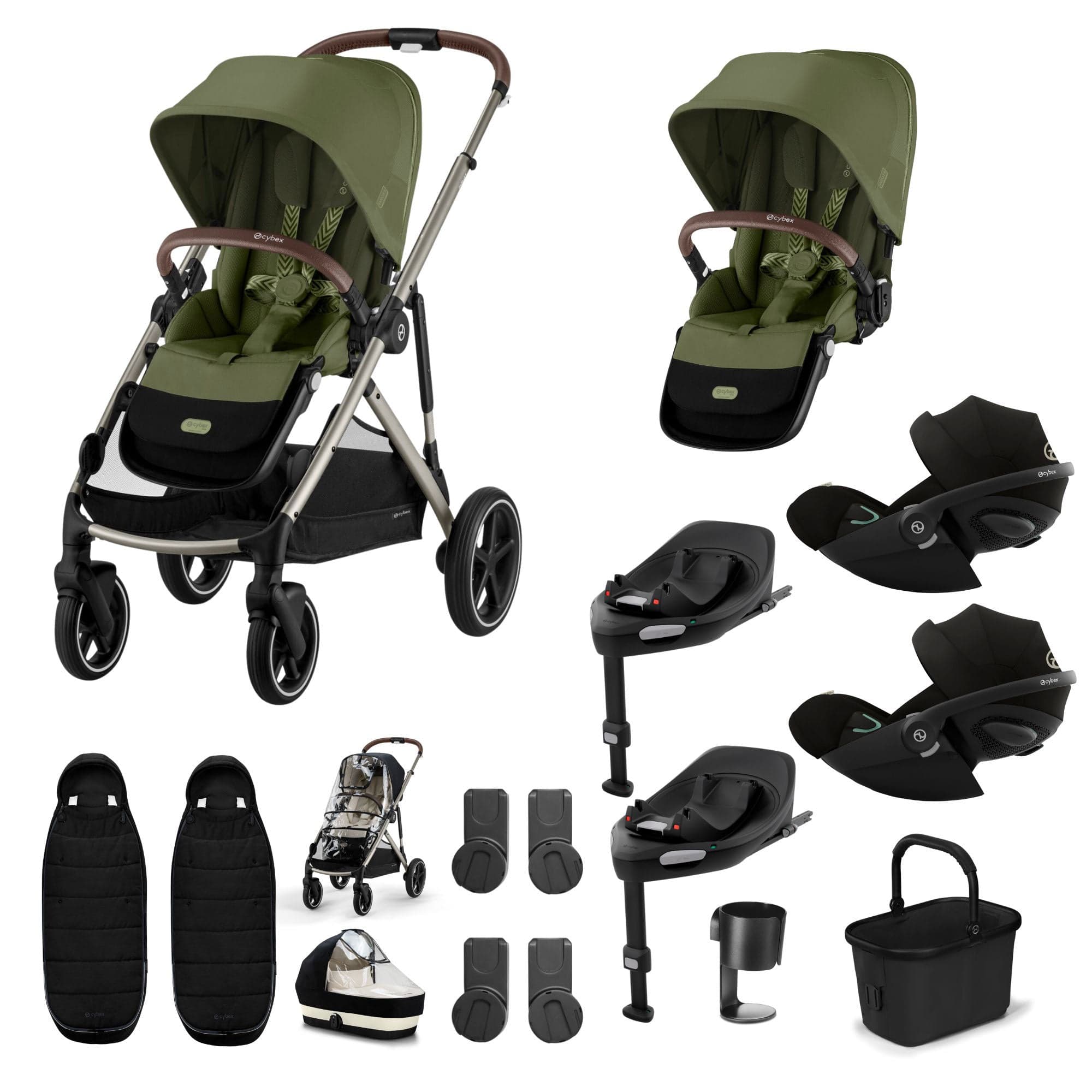 Cybex travel systems Cybex Gazelle S Twin Luxury Pushchair Bundle - Moss Green 20391-TWN-LUX-MSS-1