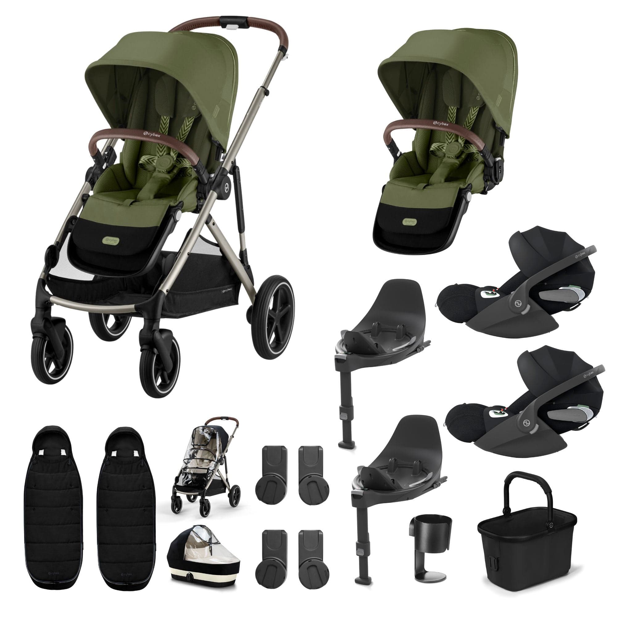 Cybex travel systems Cybex Gazelle S Twin Luxury Pushchair Bundle - Moss Green 20391-TWN-LUX-MSS-2