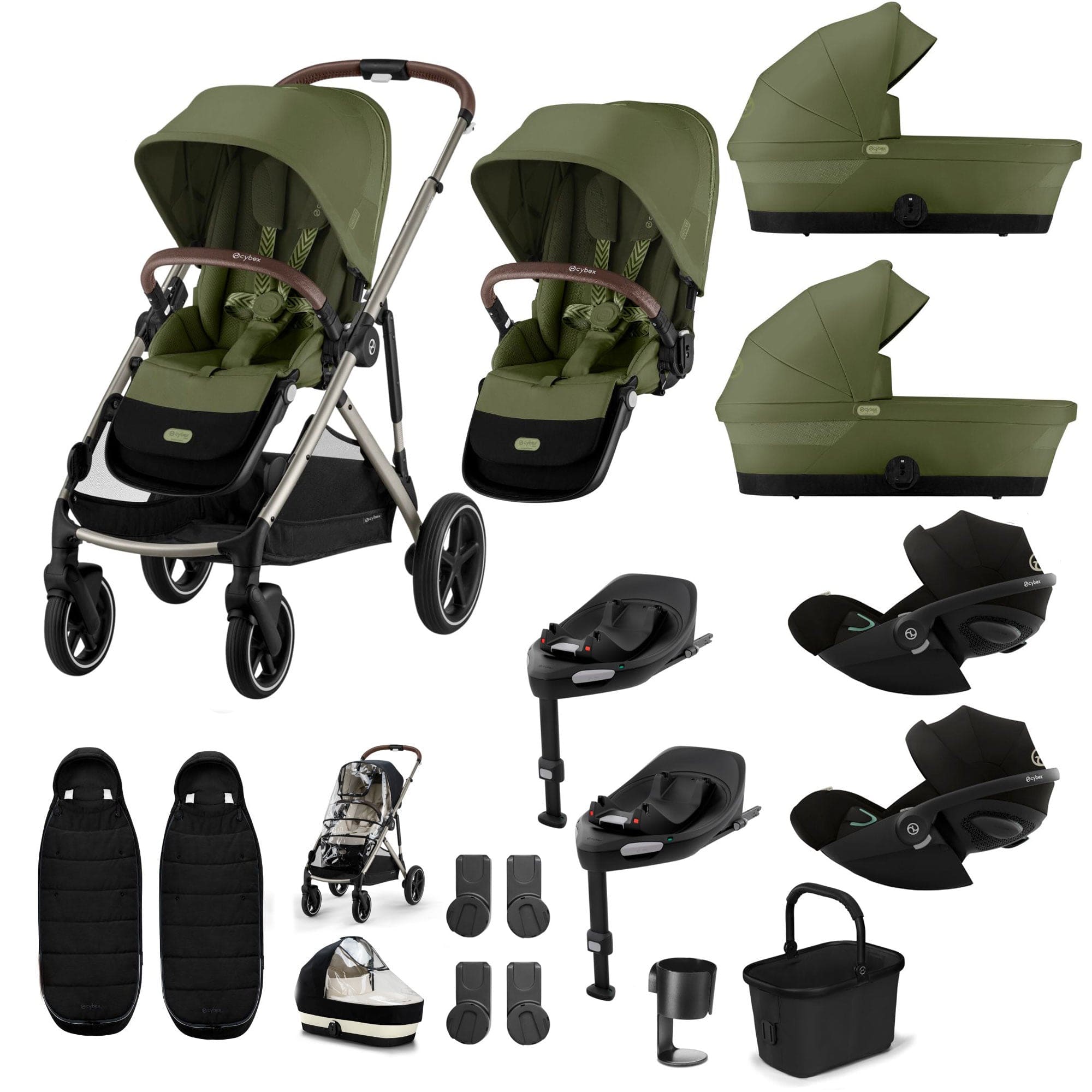 Cybex travel systems Cybex Gazelle S Twin Luxury Pushchair Bundle - Moss Green 20391-TWN-LUX-MSS-3