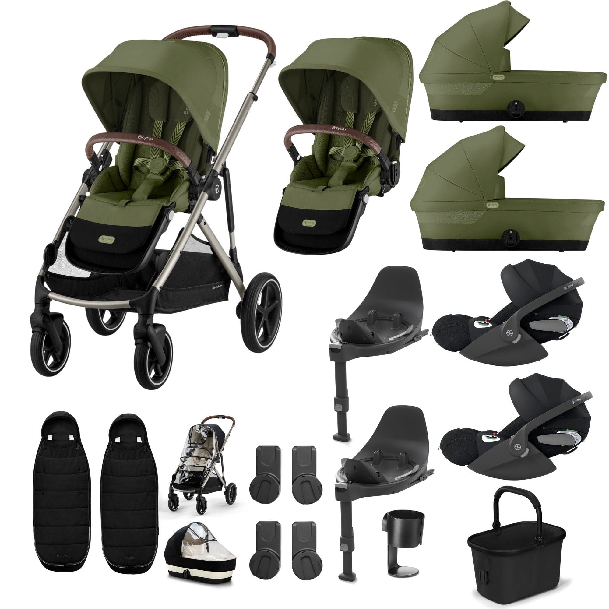 Cybex travel systems Cybex Gazelle S Twin Luxury Pushchair Bundle - Moss Green 20391-TWN-LUX-MSS-4