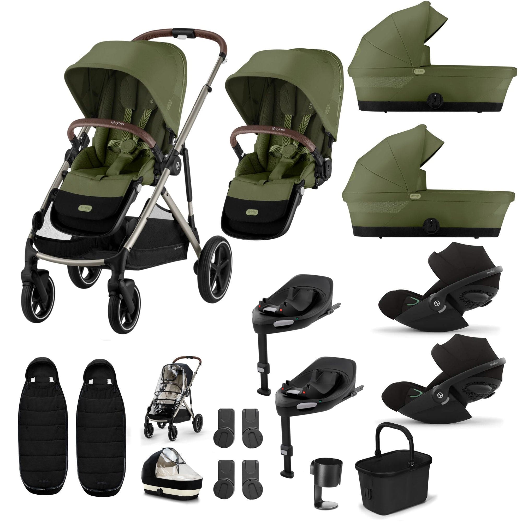 Cybex travel systems Cybex Gazelle S Twin Luxury Pushchair Bundle - Moss Green 20391-TWN-LUX-MSS-7