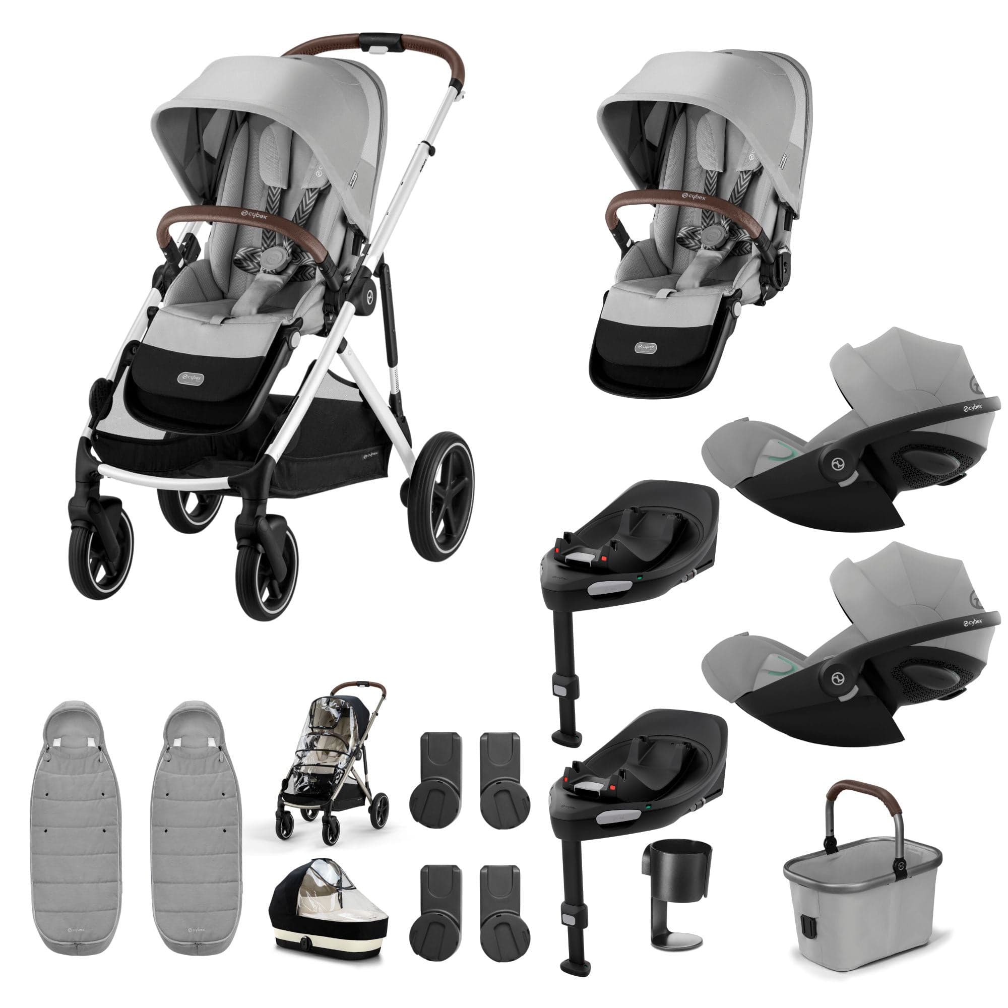 Cybex travel systems Cybex Gazelle S Twin Luxury Pushchair Bundle - Stone Grey 20391-TWN-LUX-STO-1