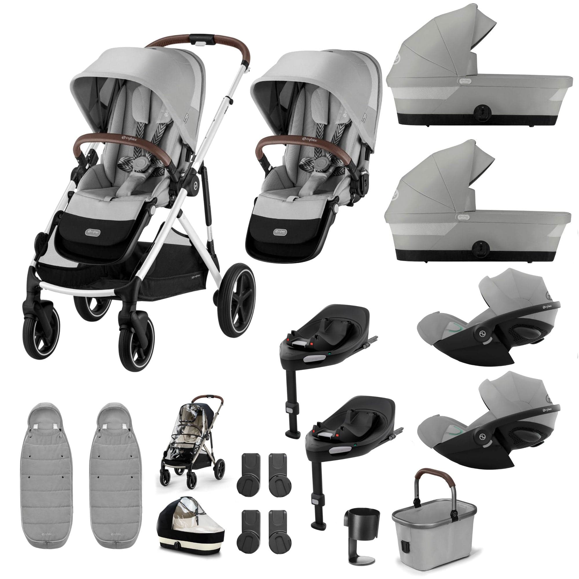 Cybex travel systems Cybex Gazelle S Twin Luxury Pushchair Bundle - Stone Grey 20391-TWN-LUX-STO-3