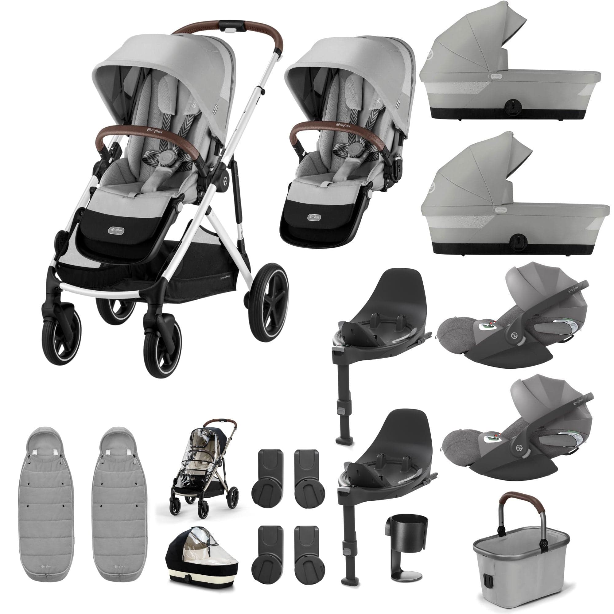 Cybex travel systems Cybex Gazelle S Twin Luxury Pushchair Bundle - Stone Grey 20391-TWN-LUX-STO-4