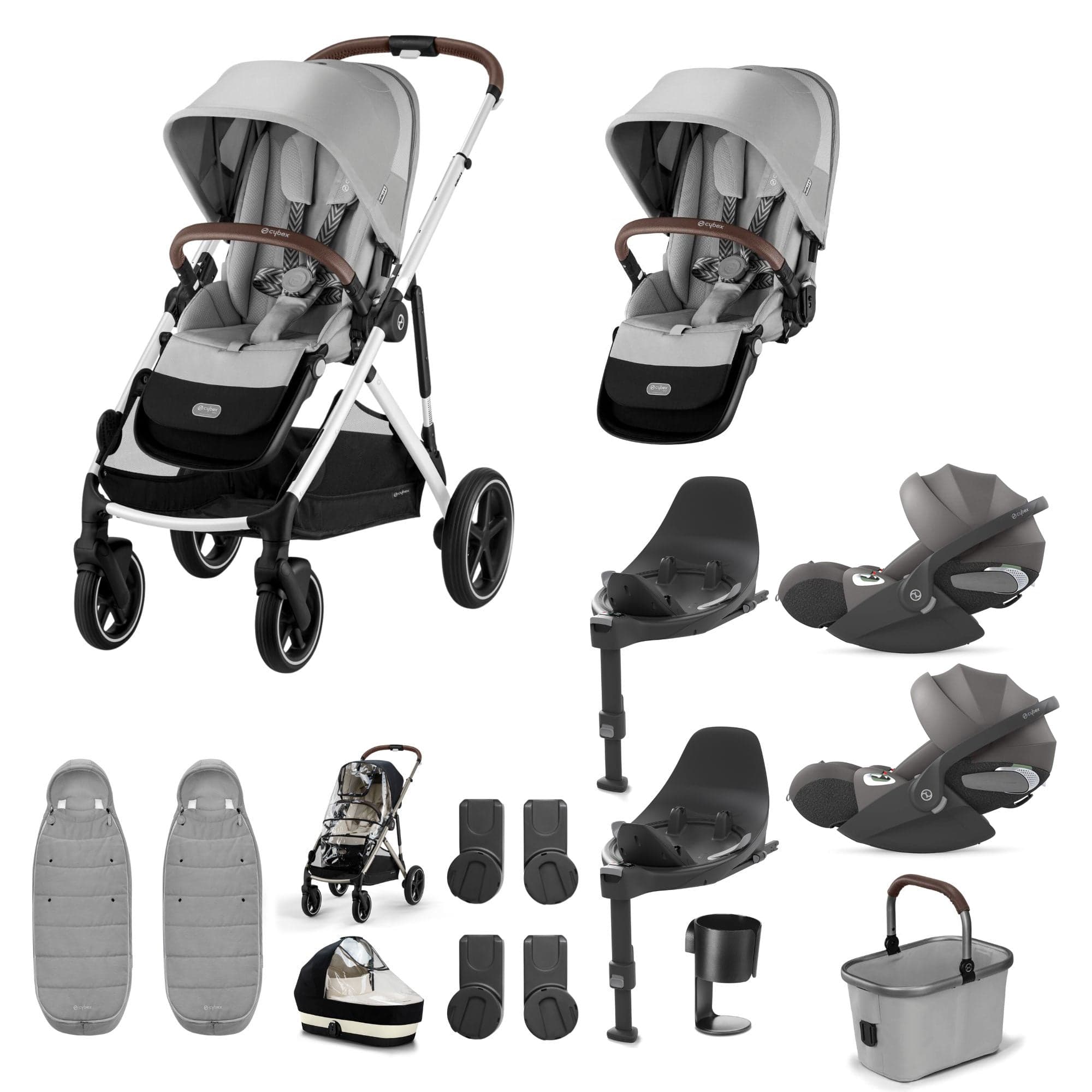 Cybex travel systems Cybex Gazelle S Twin Luxury Pushchair Bundle - Stone Grey 20391-TWN-LUX-STO-6