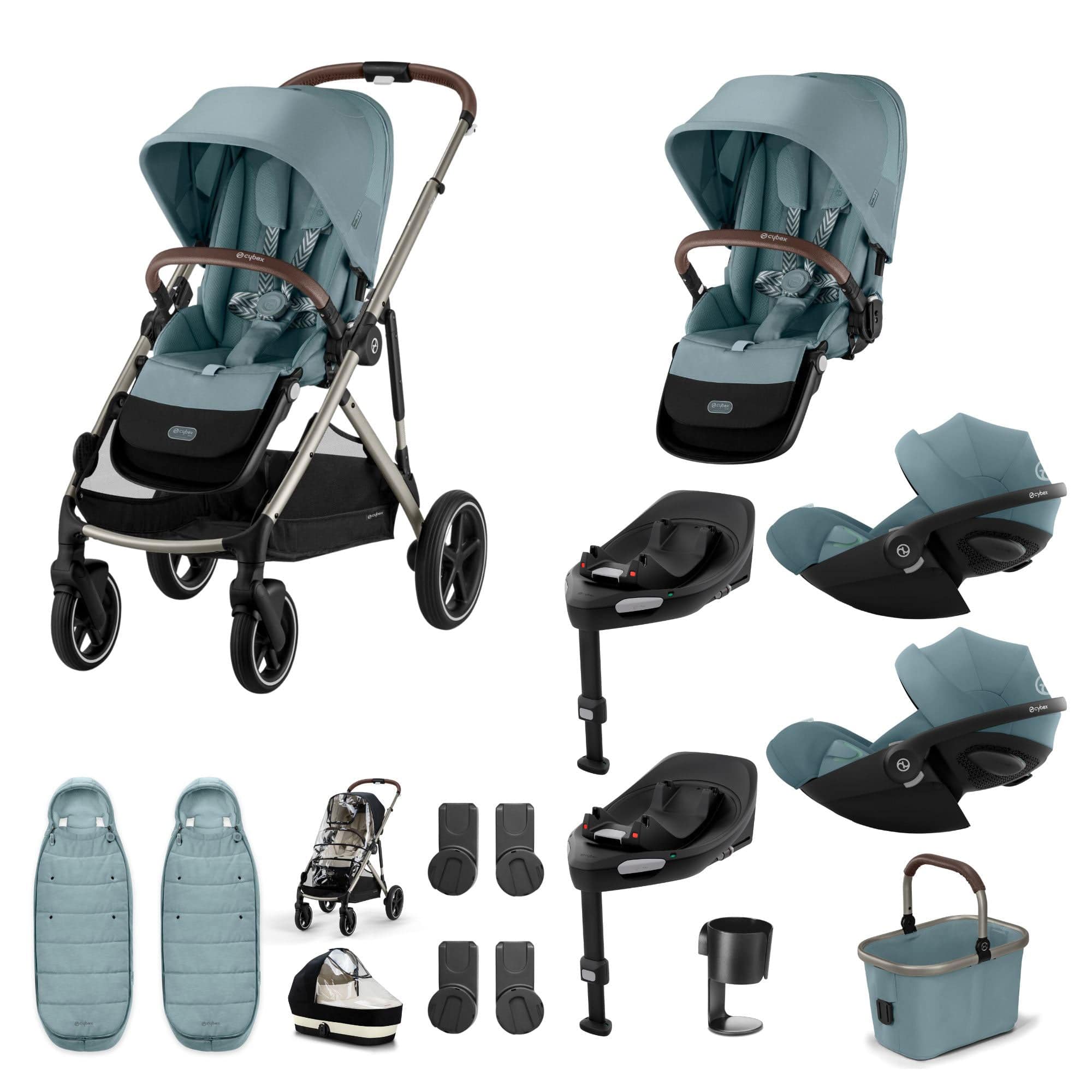 Cybex travel systems Cybex Gazelle S Twin Luxury Pushchair Bundle - Stormy Blue 20391-TWN-LUX-BLU-1