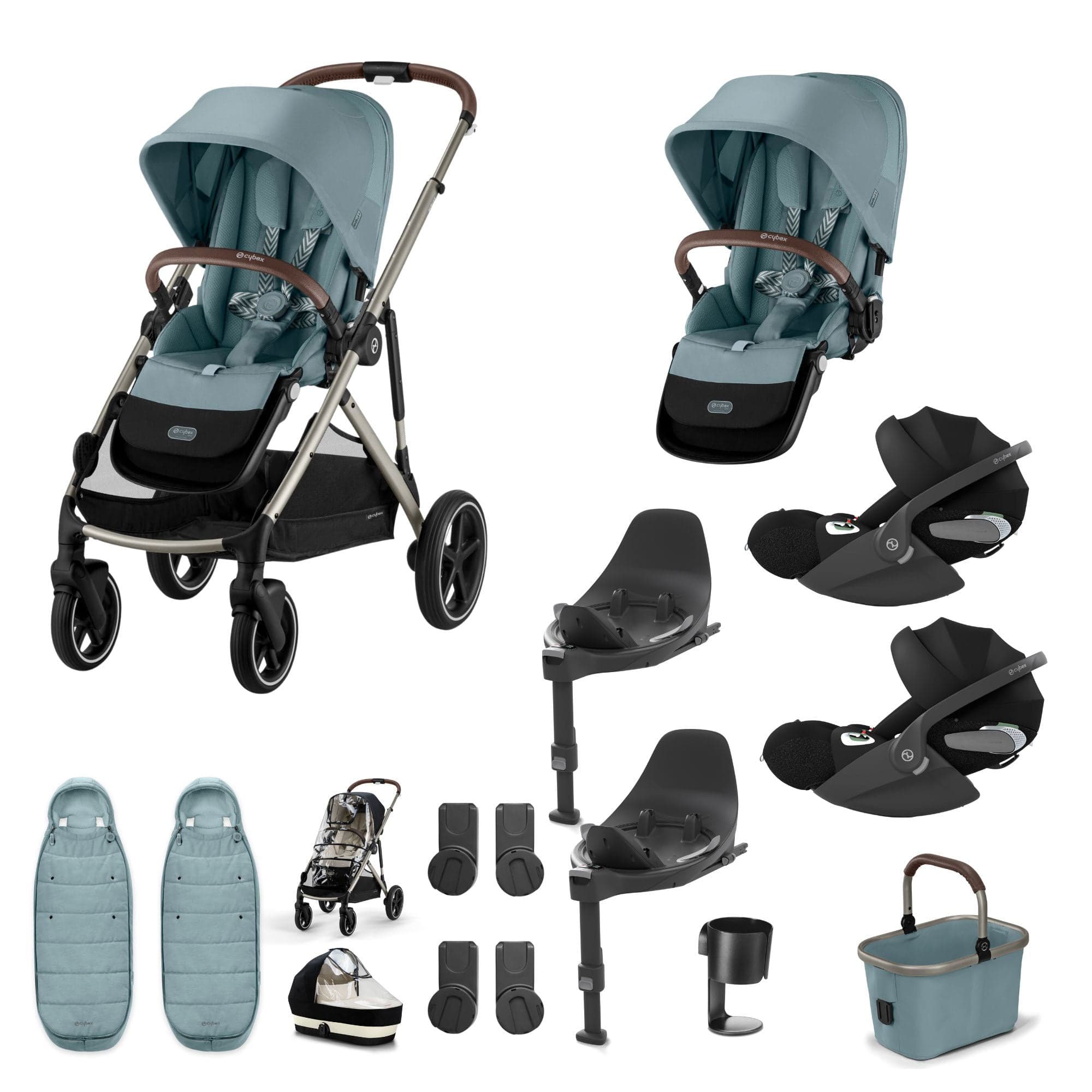 Cybex travel systems Cybex Gazelle S Twin Luxury Pushchair Bundle - Stormy Blue 20391-TWN-LUX-BLU-2