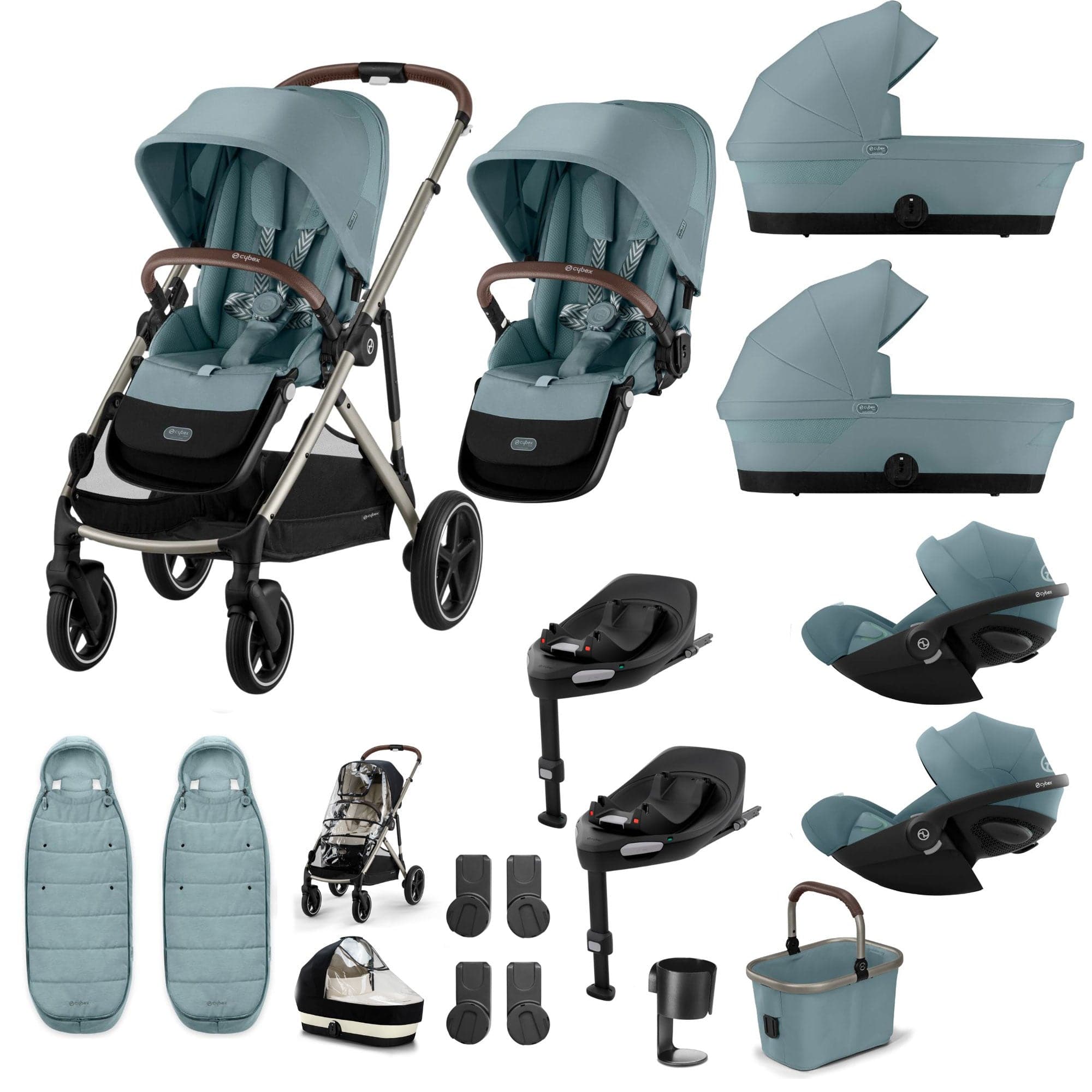 Cybex travel systems Cybex Gazelle S Twin Luxury Pushchair Bundle - Stormy Blue 20391-TWN-LUX-BLU-3